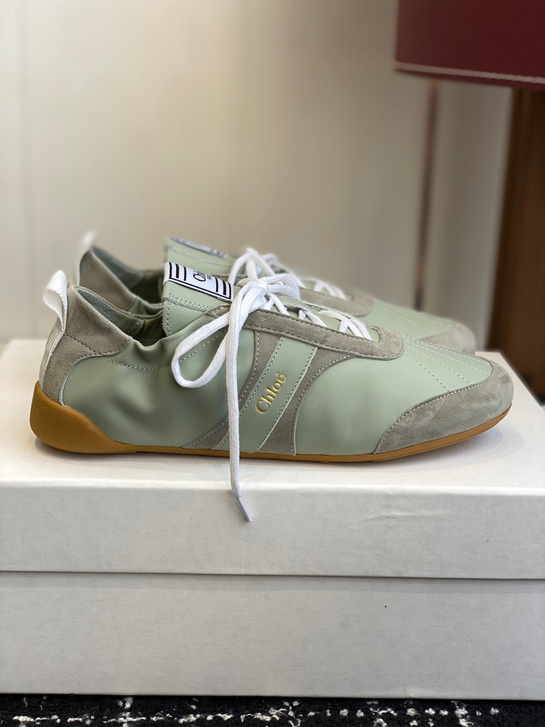 Chloé Kick Sneakers Olive Suede Lambskin 862648