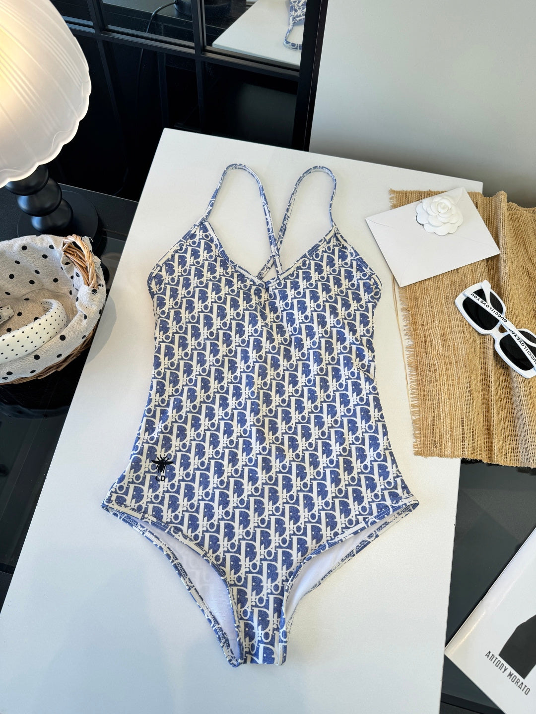 CD One-Piece Bikini White Blue 203025