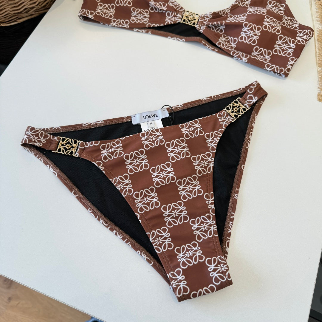 Loewe Two-Piece Bikini Brown White 203031