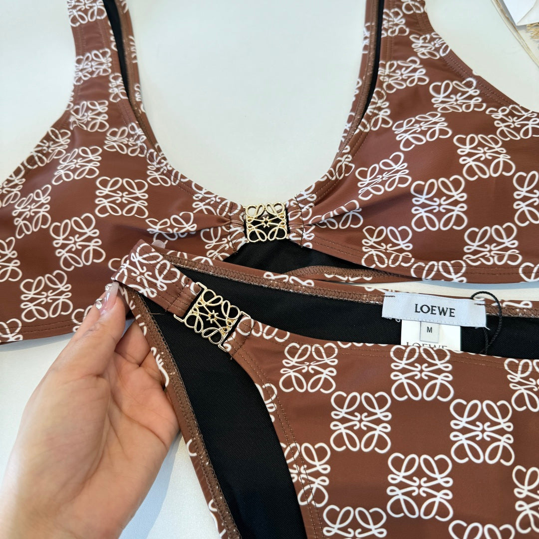 Loewe Two-Piece Bikini Brown White 203031