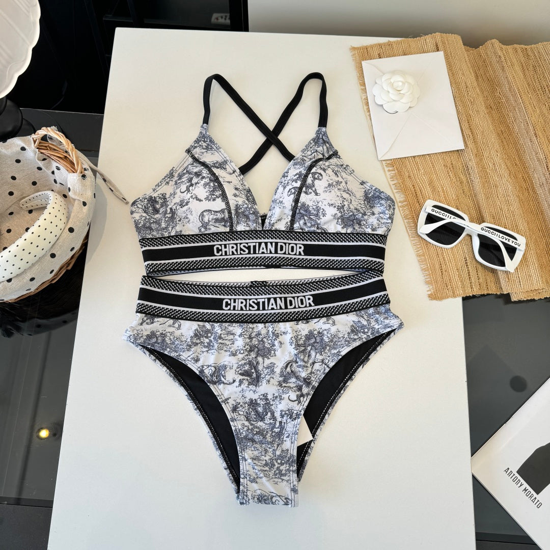CD Two-Piece Bikini Black White 203032