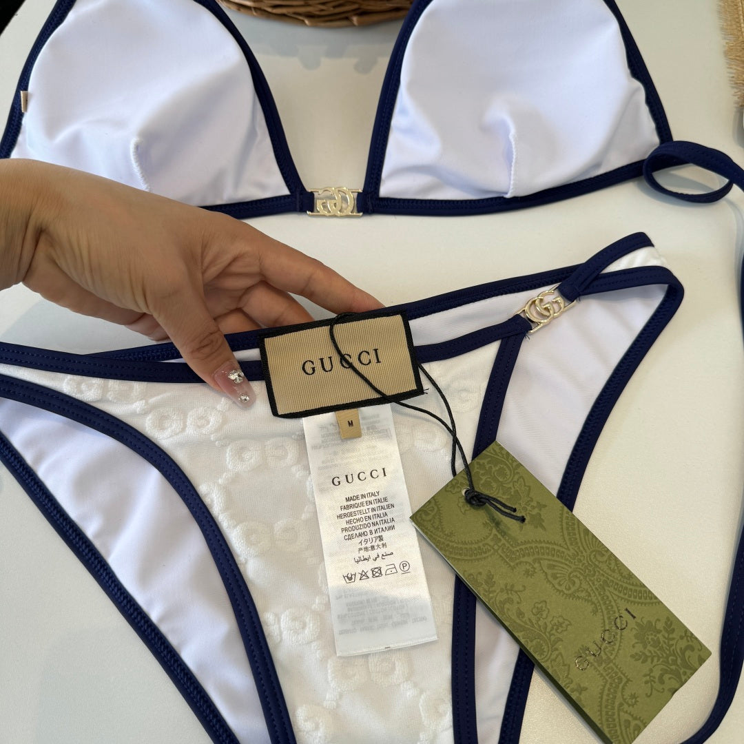 Gucci 26s Swimsuit White Colorful Cotton