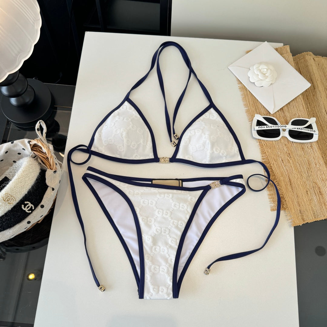 Gucci 26s Swimsuit White Colorful Cotton