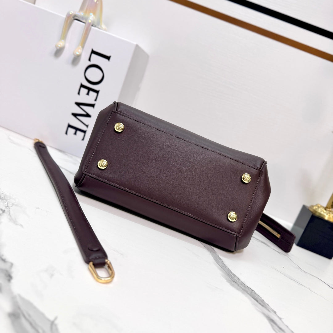 Loewe Madrid Handbag 23.5 Dark Reddish Brown Cowhide