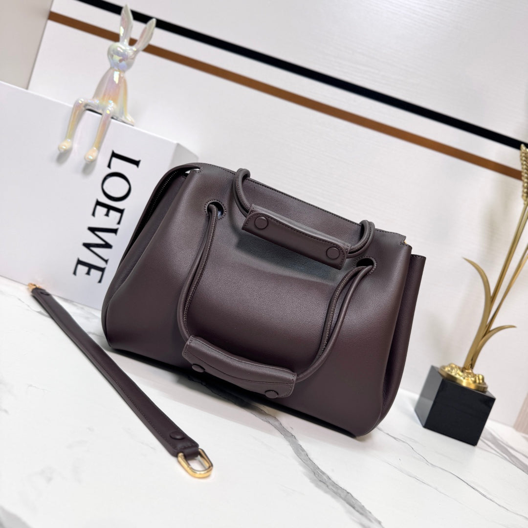 Loewe Madrid Handbag 28.5 Dark Reddish Brown Cowhide