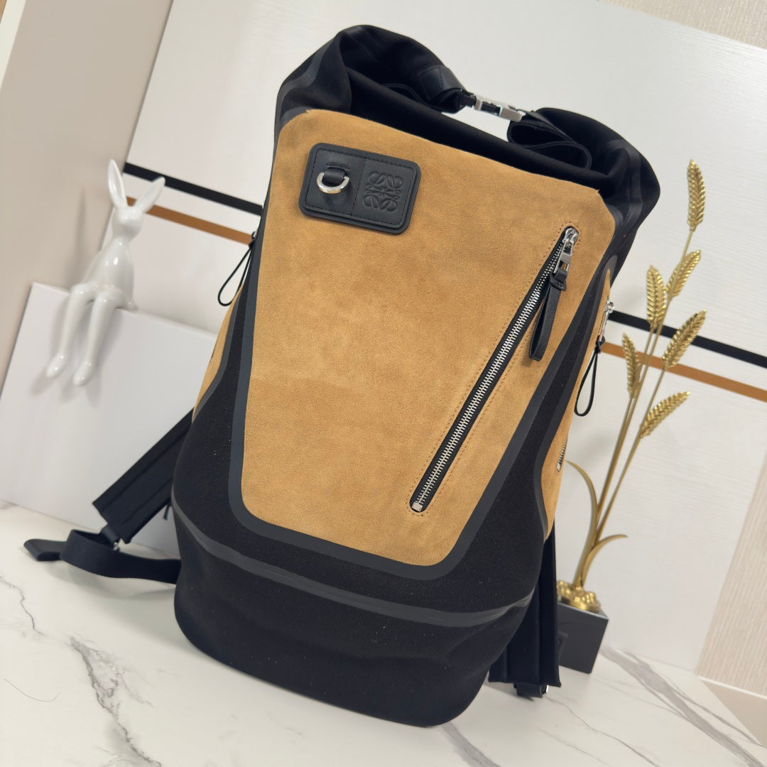 Loewe Flex Backpack Black Brown Suede Mesh