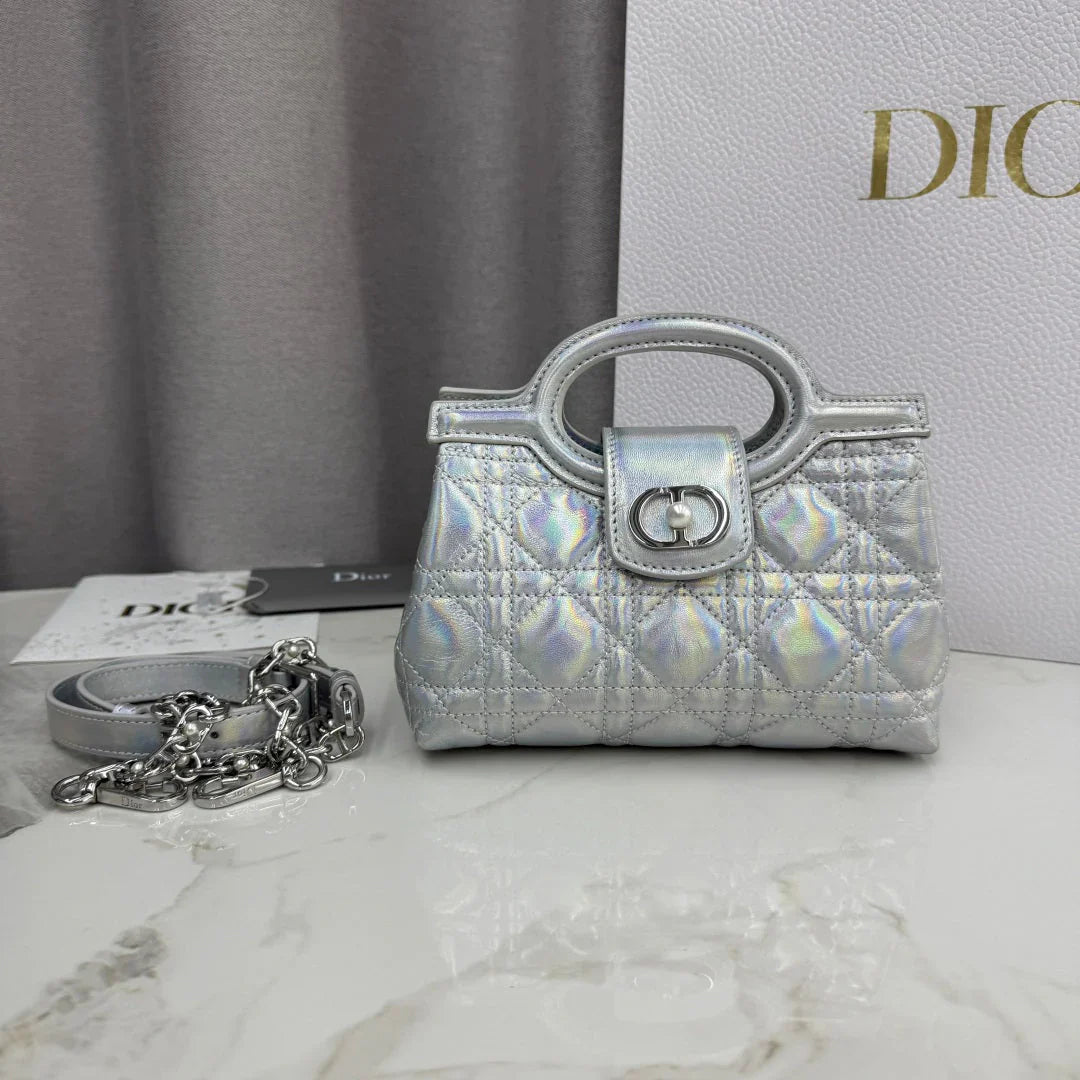 Dior 2026 Jolie Top Handle Mini Chain Handbag 18.5cm Grained Calfskin