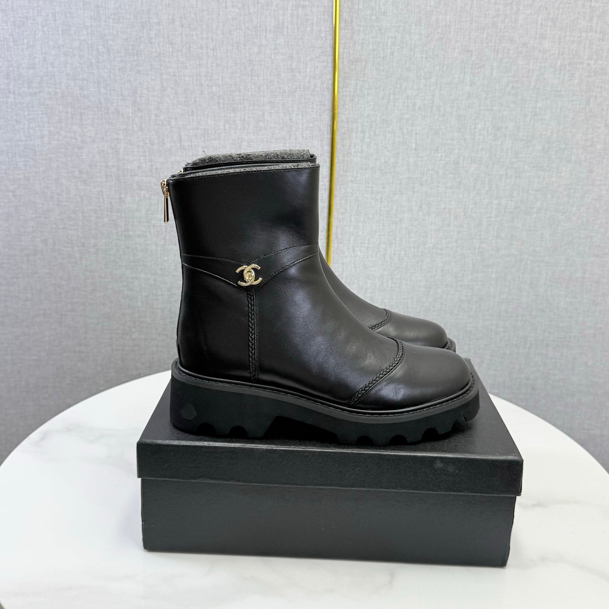 Chanel 26s Ankle Boots Black Leather 167789