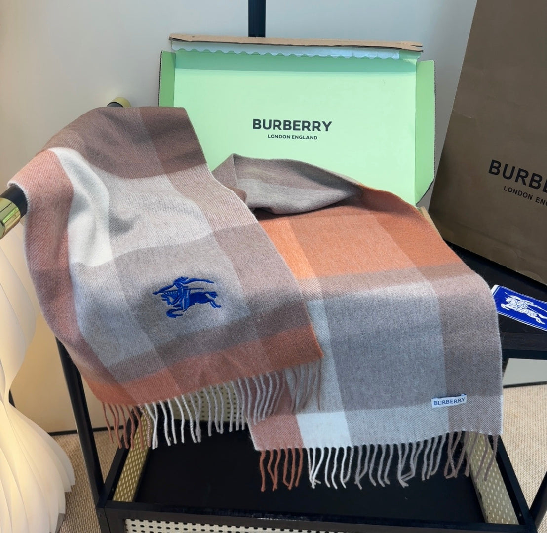 BRR Check Scarf 30*180cm Orange Grey Cashmere 207633