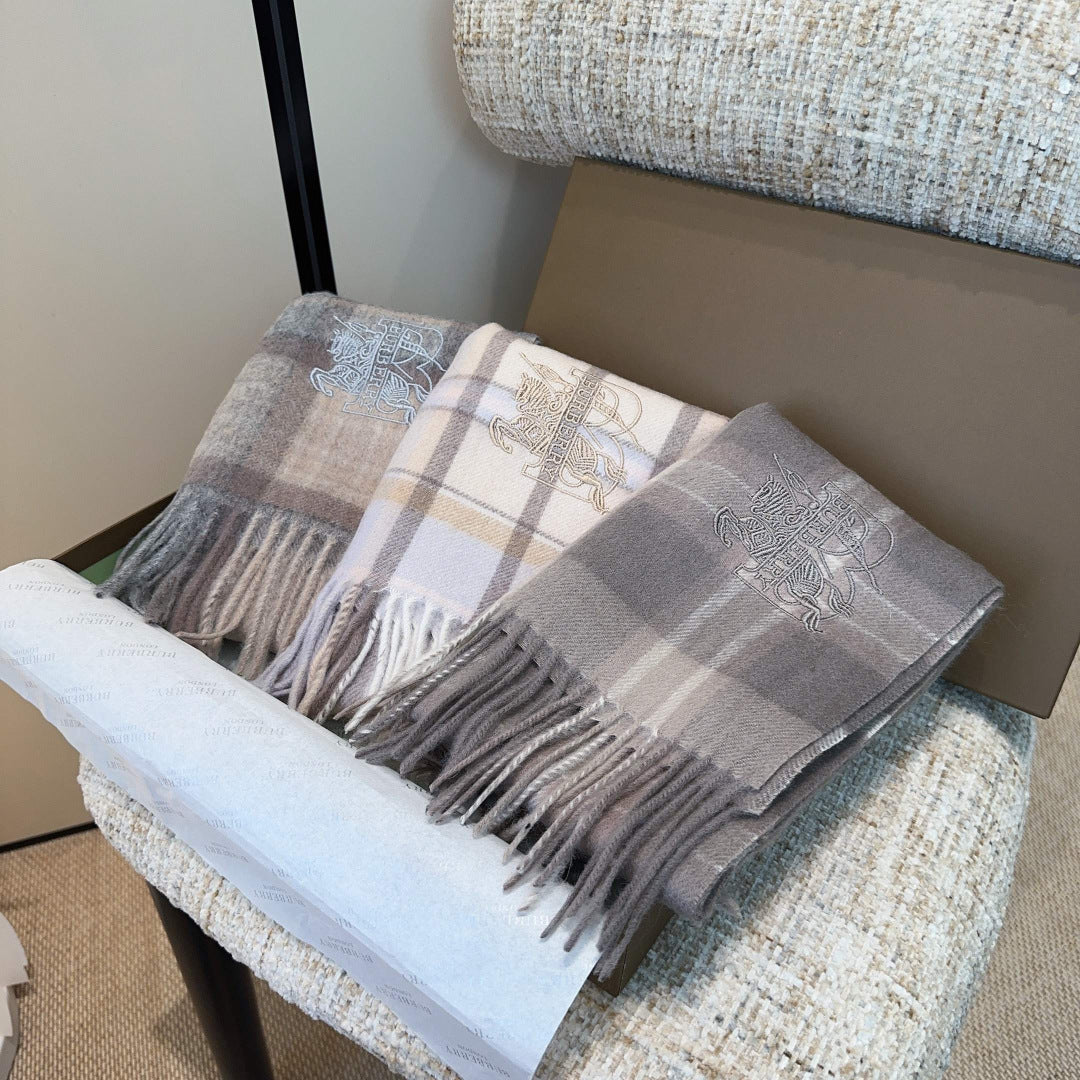 BRR Check Scarf 30*180cm Grey Cashmere 207638