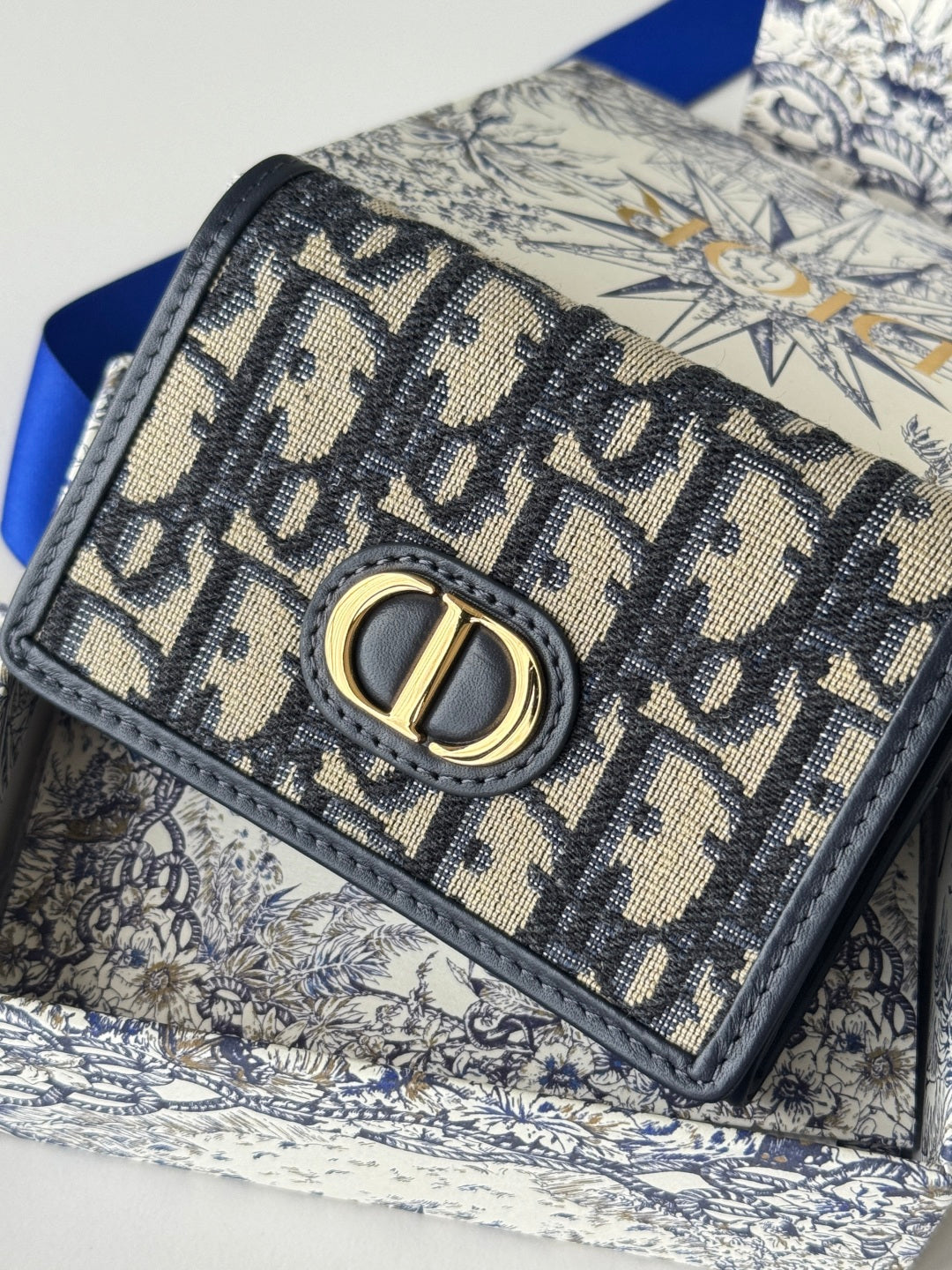 CD 30 Montaigne Glycine Wallet 11cm Blue Jacquard