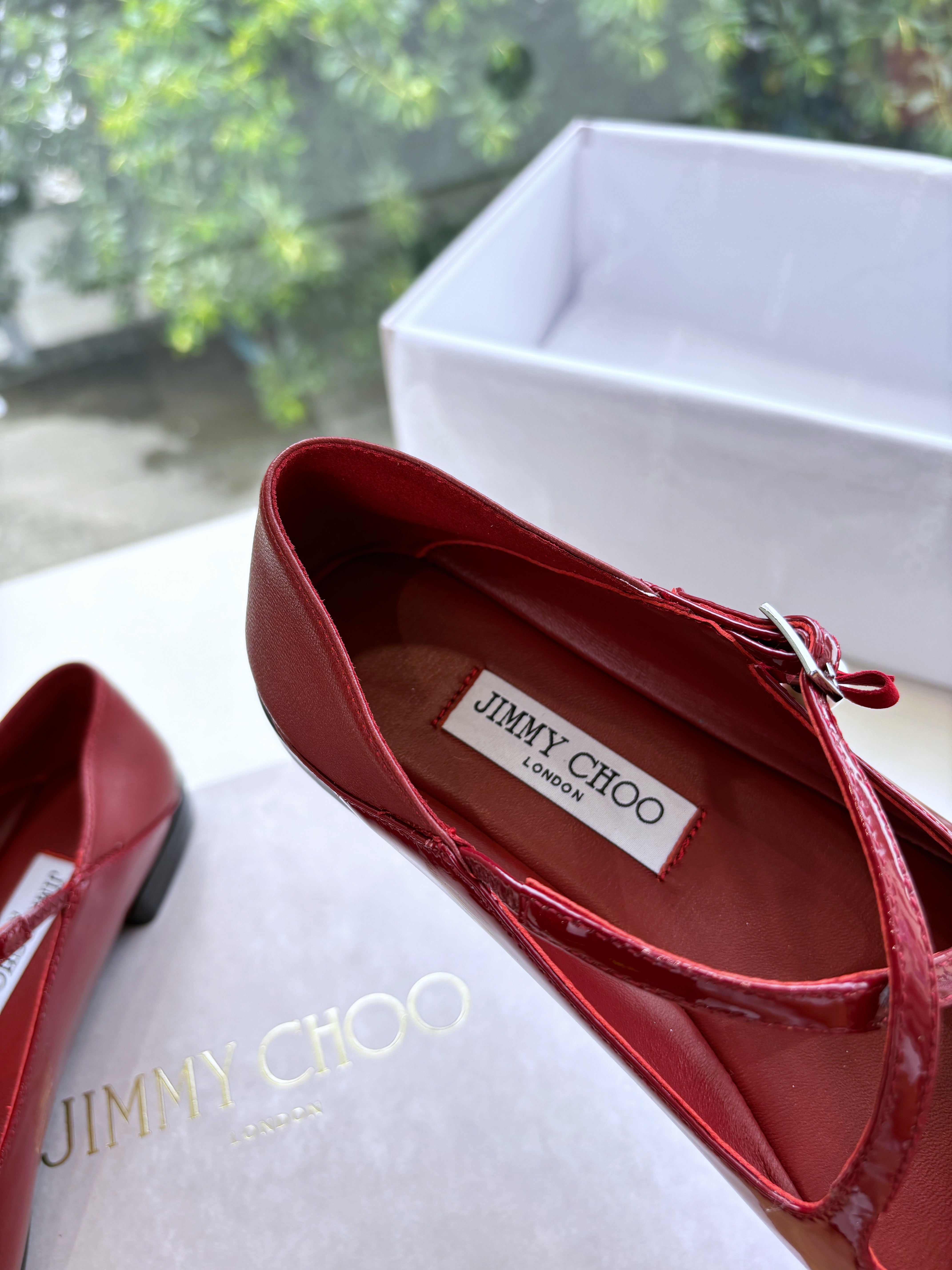 Jimmy Eleri Ballerina Shoes Red Patent Leather 430571