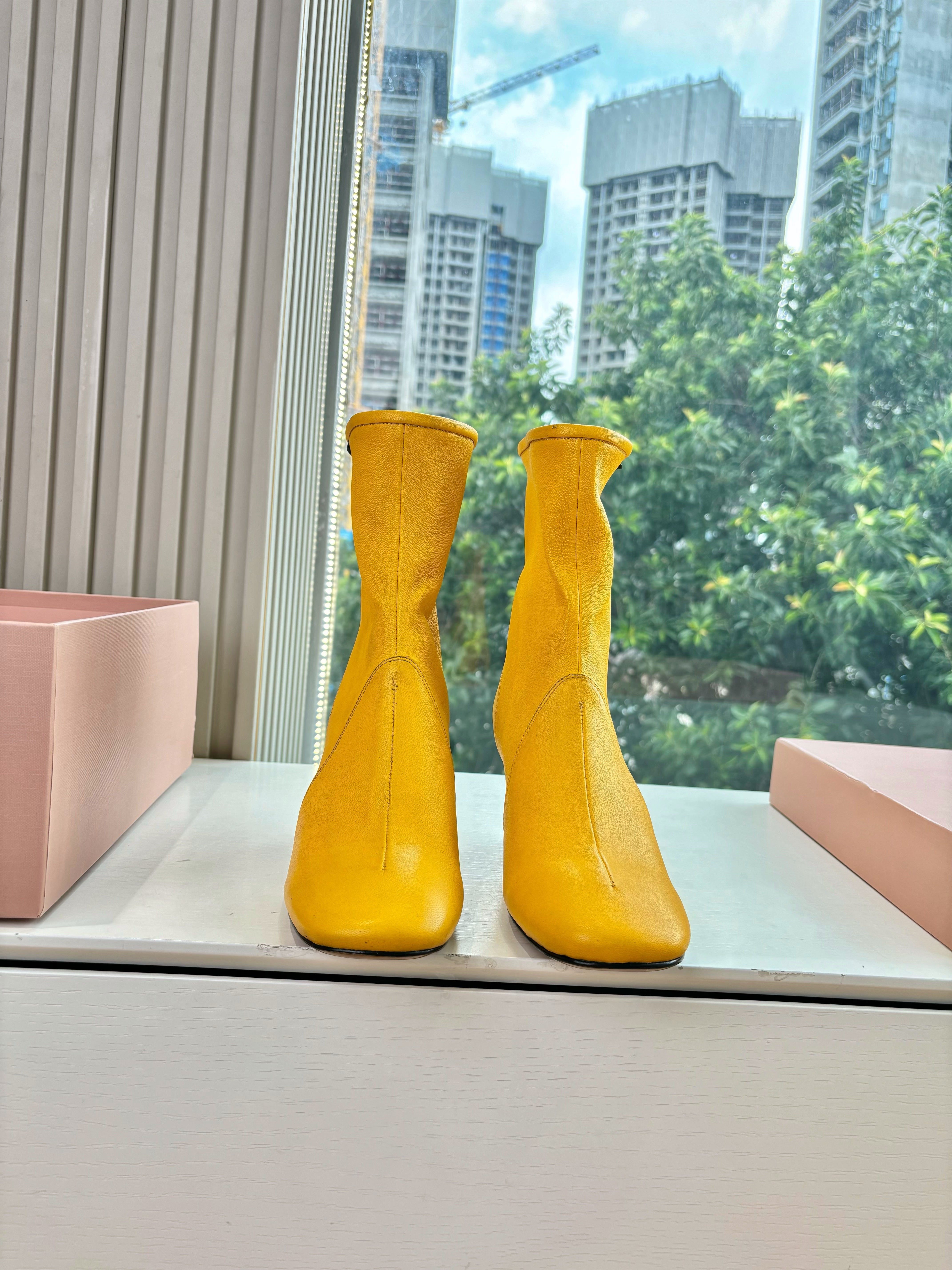 Miu Bootie Yellow  Nappa Leather 506641