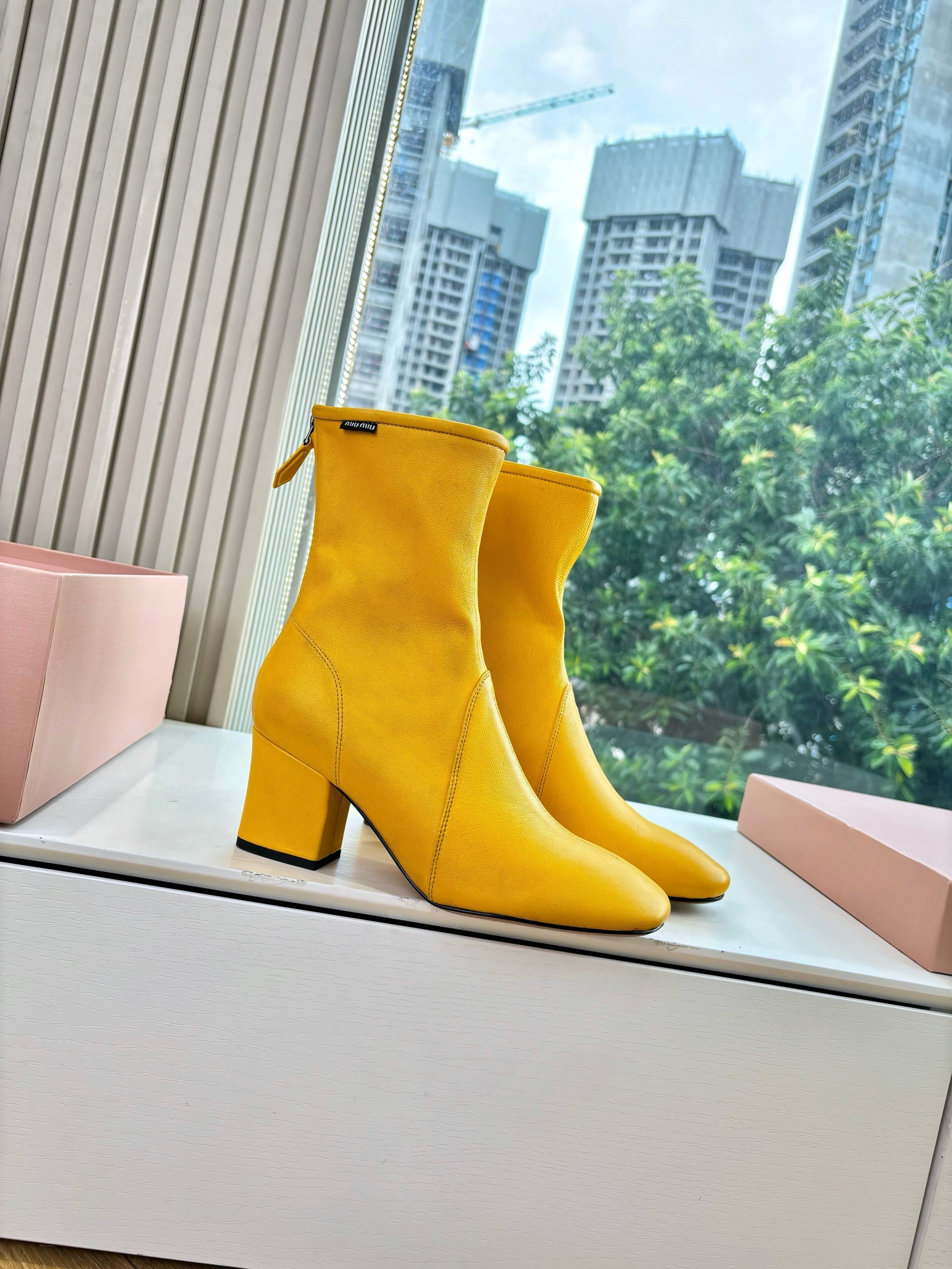 Miu Bootie Yellow  Nappa Leather 506641