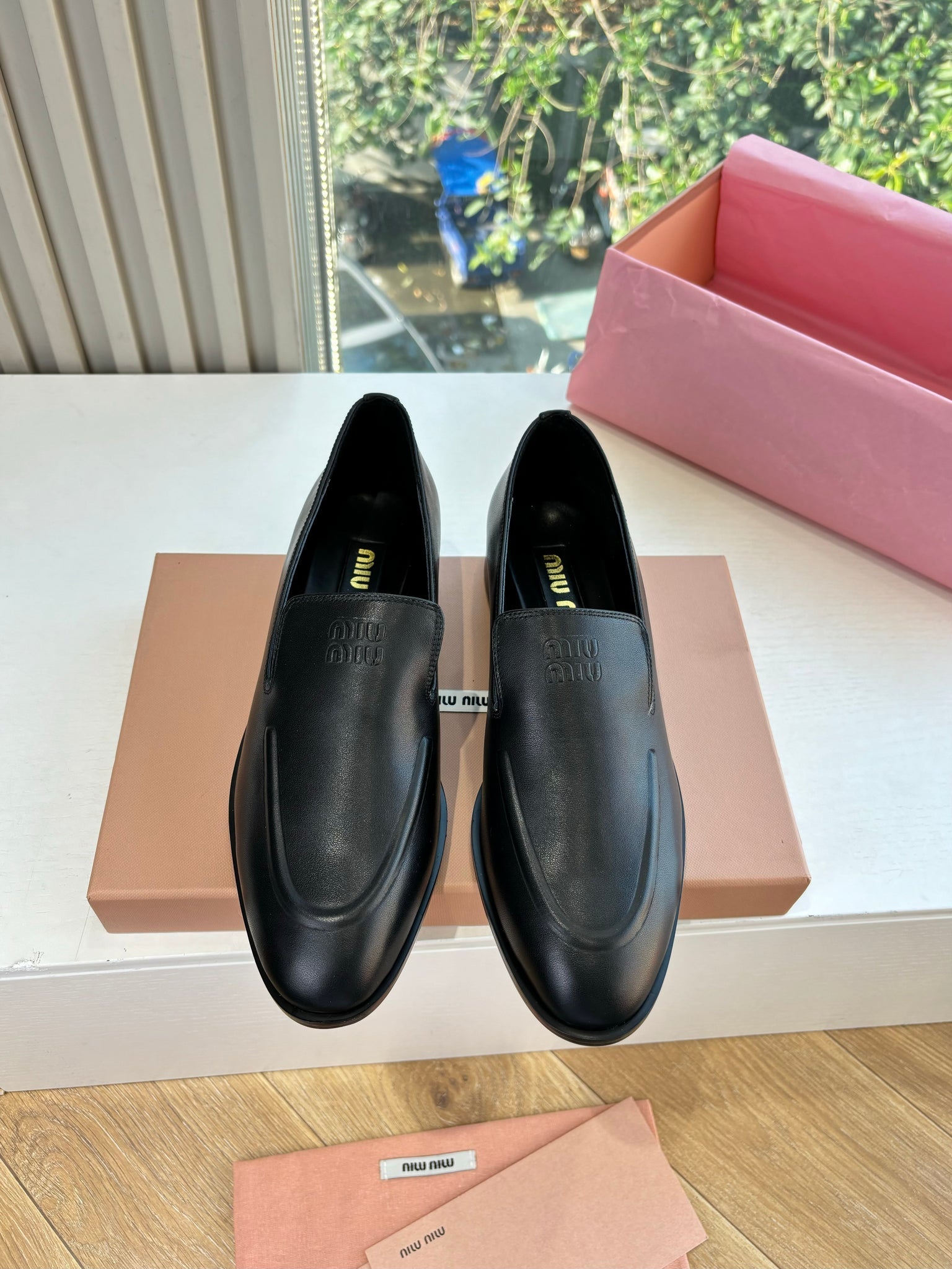 Miu 26s Loafers In Black Lambskin