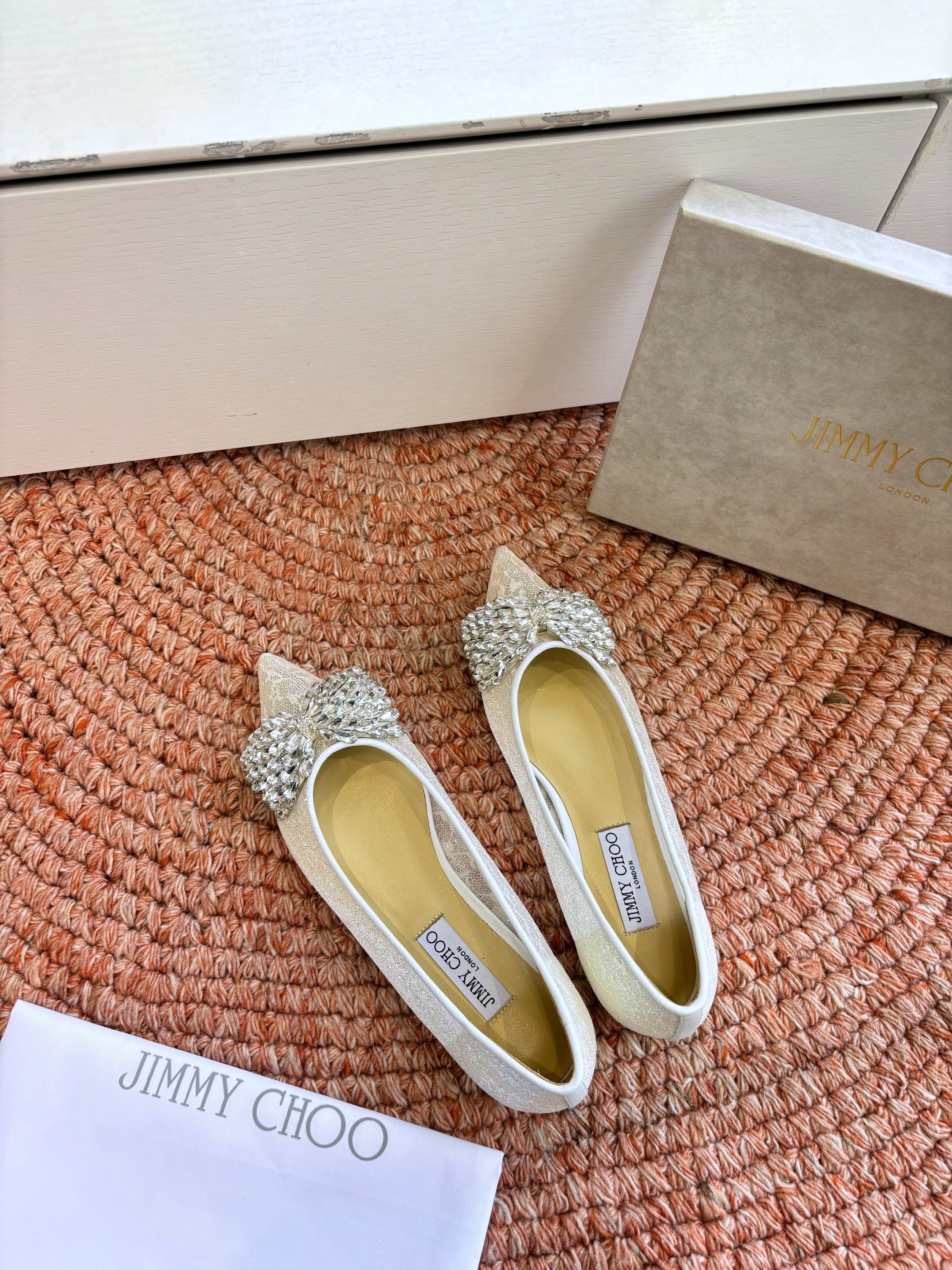 JC 26s Rhinestone Auria Ballet Flats White Mesh 648214