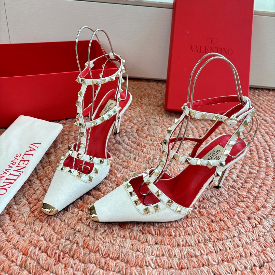 Valentino Rockstud Kidskin Pump 100mm White Sheepskin 702224