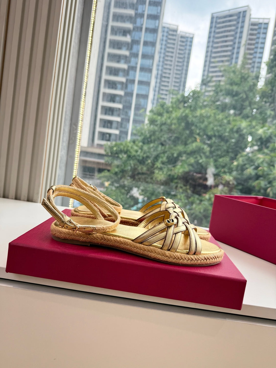 VLogo Bribri Espadrille Sandals Gold Leather 933612