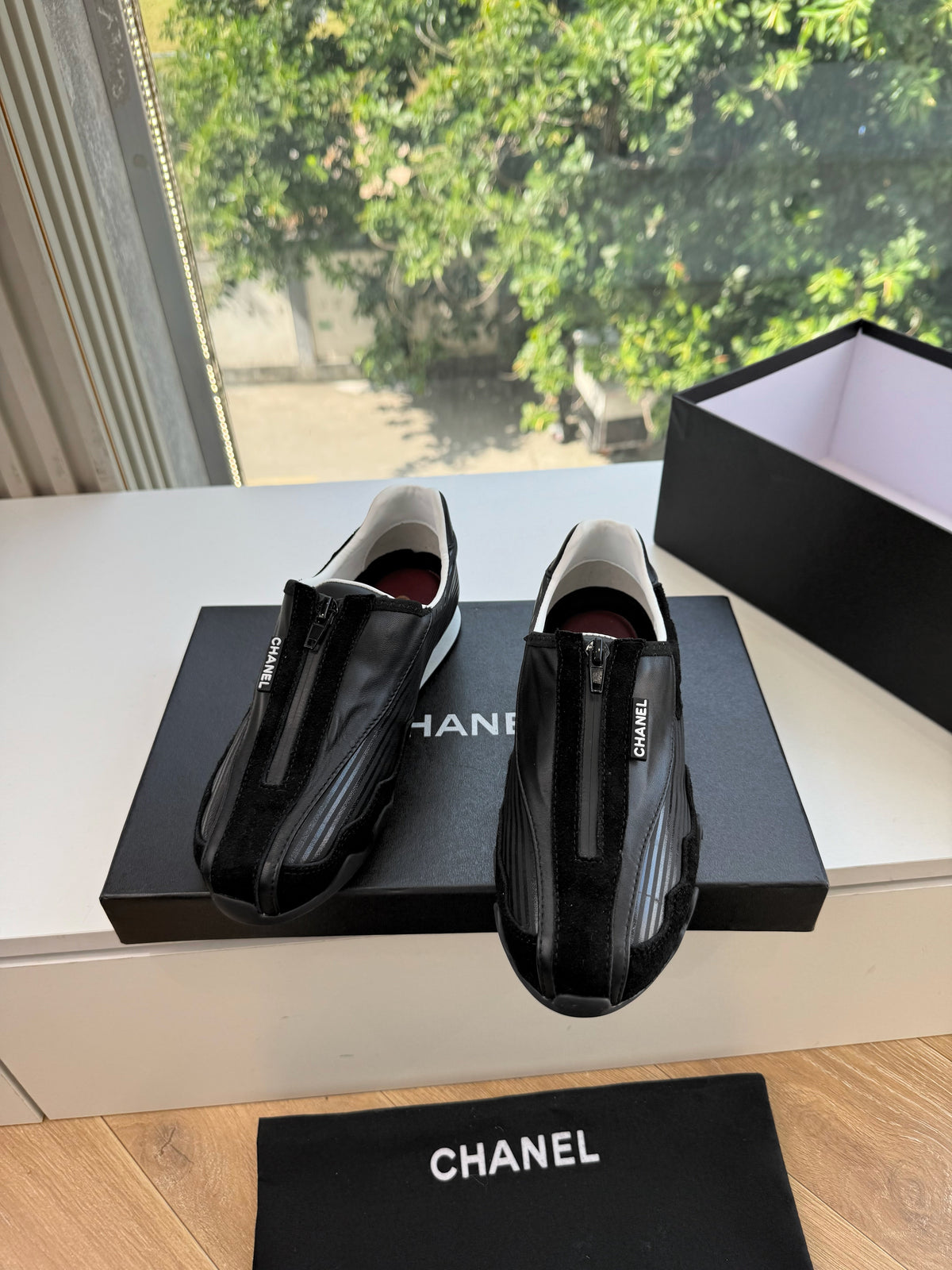 CC 26s Zip Up Sneakers Black Fabric 168794