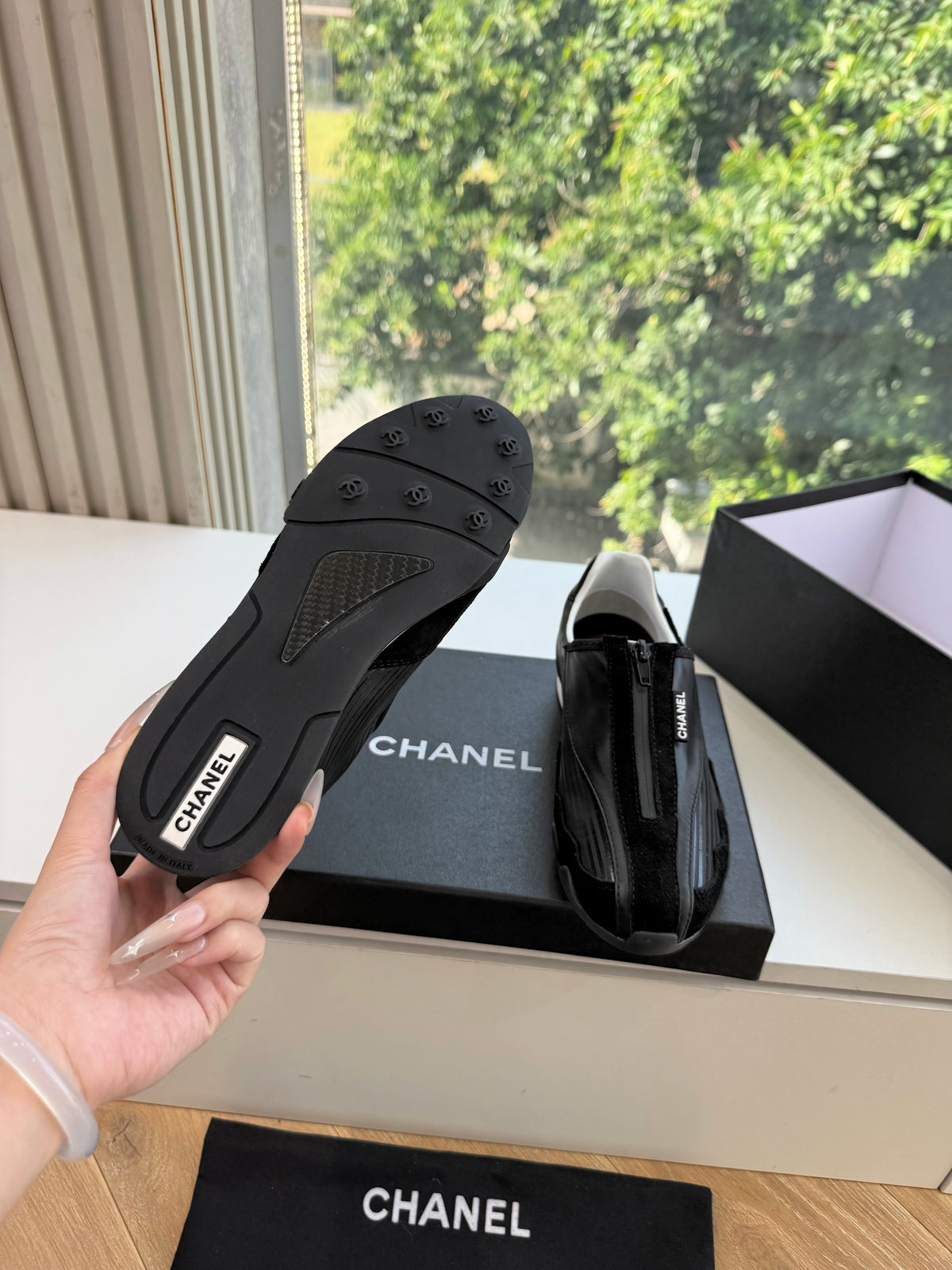CC 26s Zip Up Sneakers Black Fabric 168794