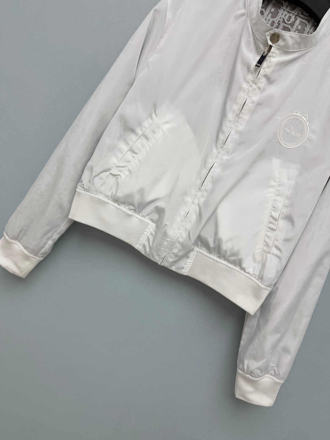 CD Oblique Bomber Jacquard Pattern White Polyester 366997