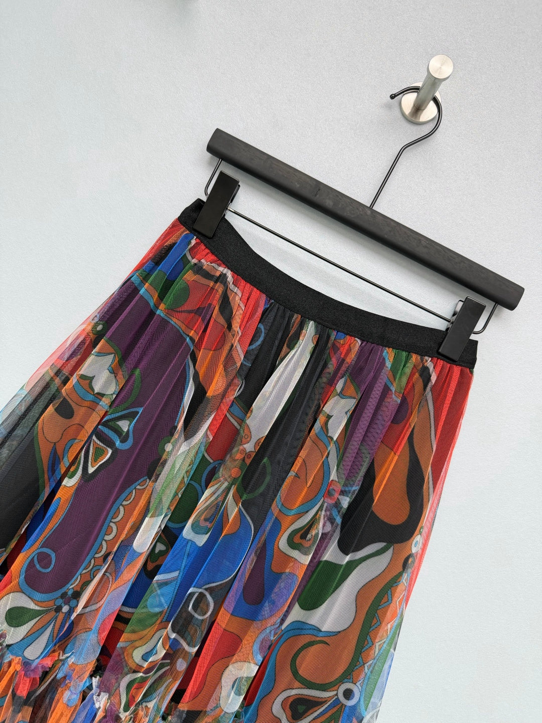 Pucci 26s Mesh Midi Skirt Orange Black Cotton Polyester 371732