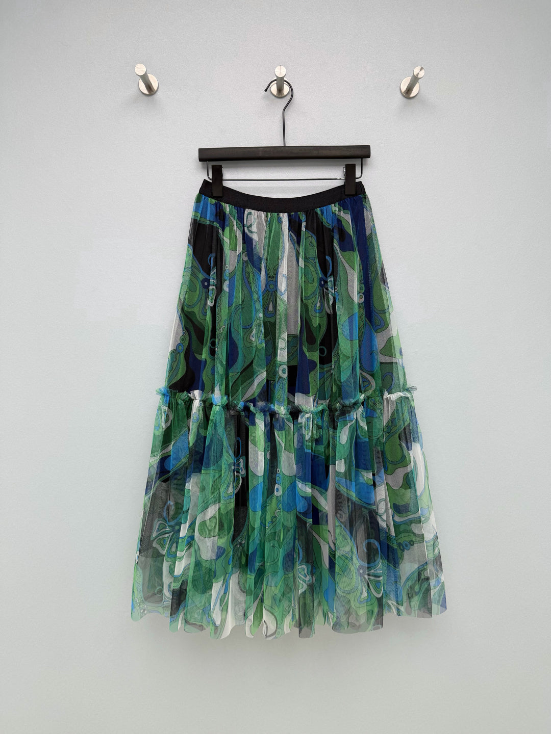 Pucci 26s Mesh Midi Skirt Green Cotton Polyester 371727