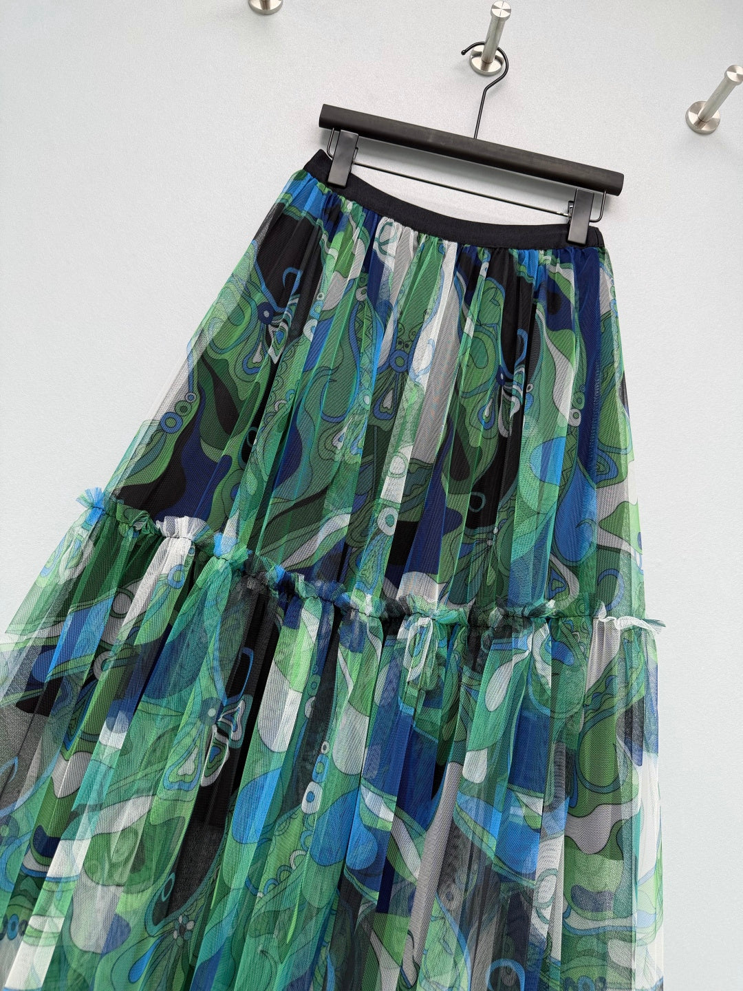 Pucci 26s Mesh Midi Skirt Green Cotton Polyester 371727