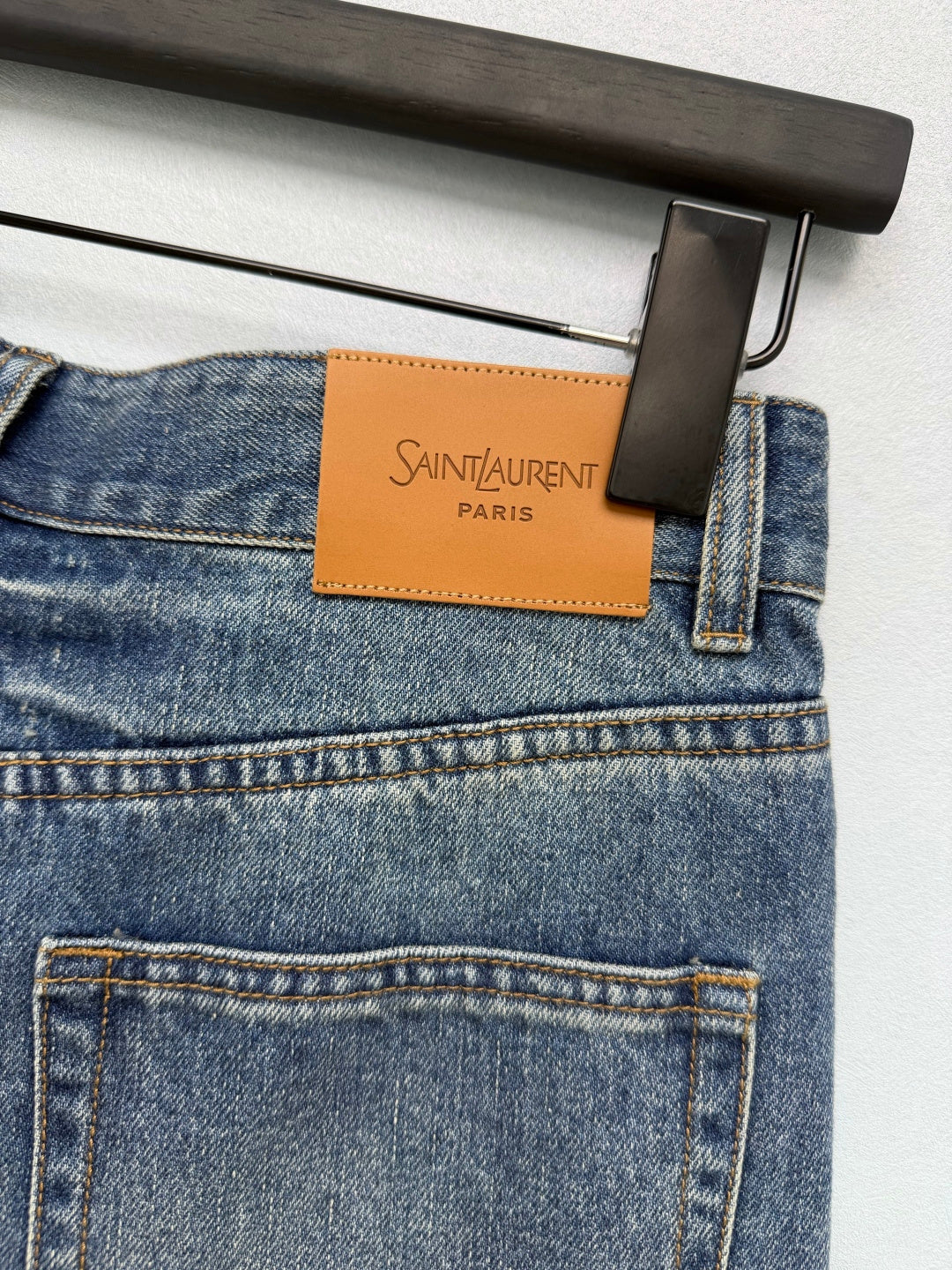 YSL Washed Wide-Leg Straight Jeans 411652