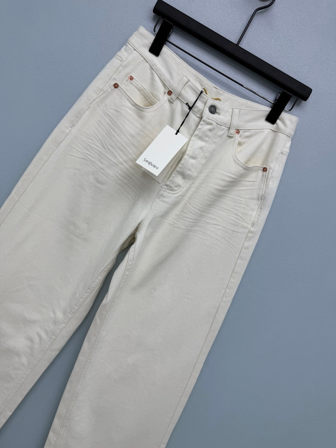 YSL Washed Wide-Leg Straight Jeans 411646