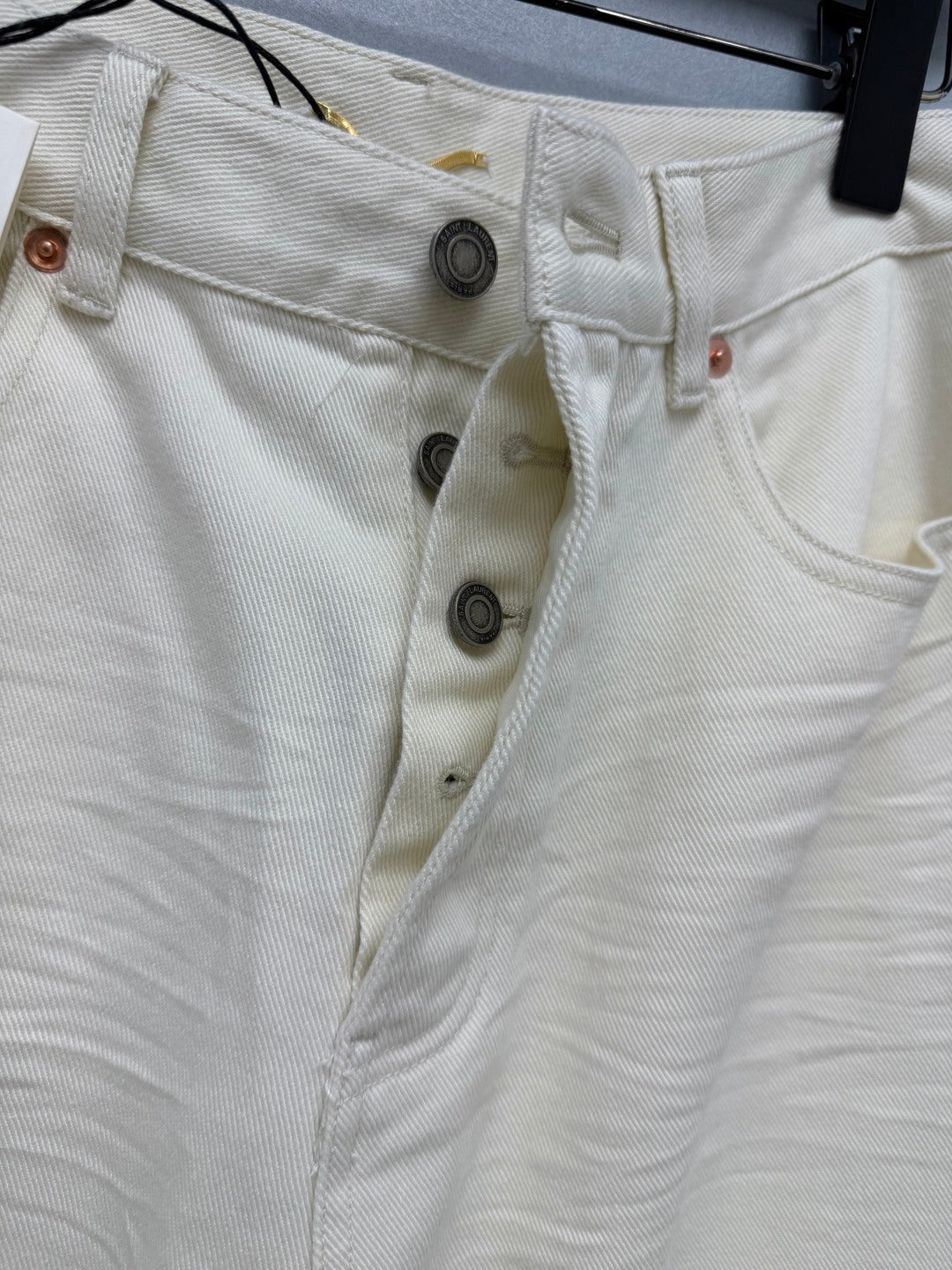 YSL Washed Wide-Leg Straight Jeans 411646