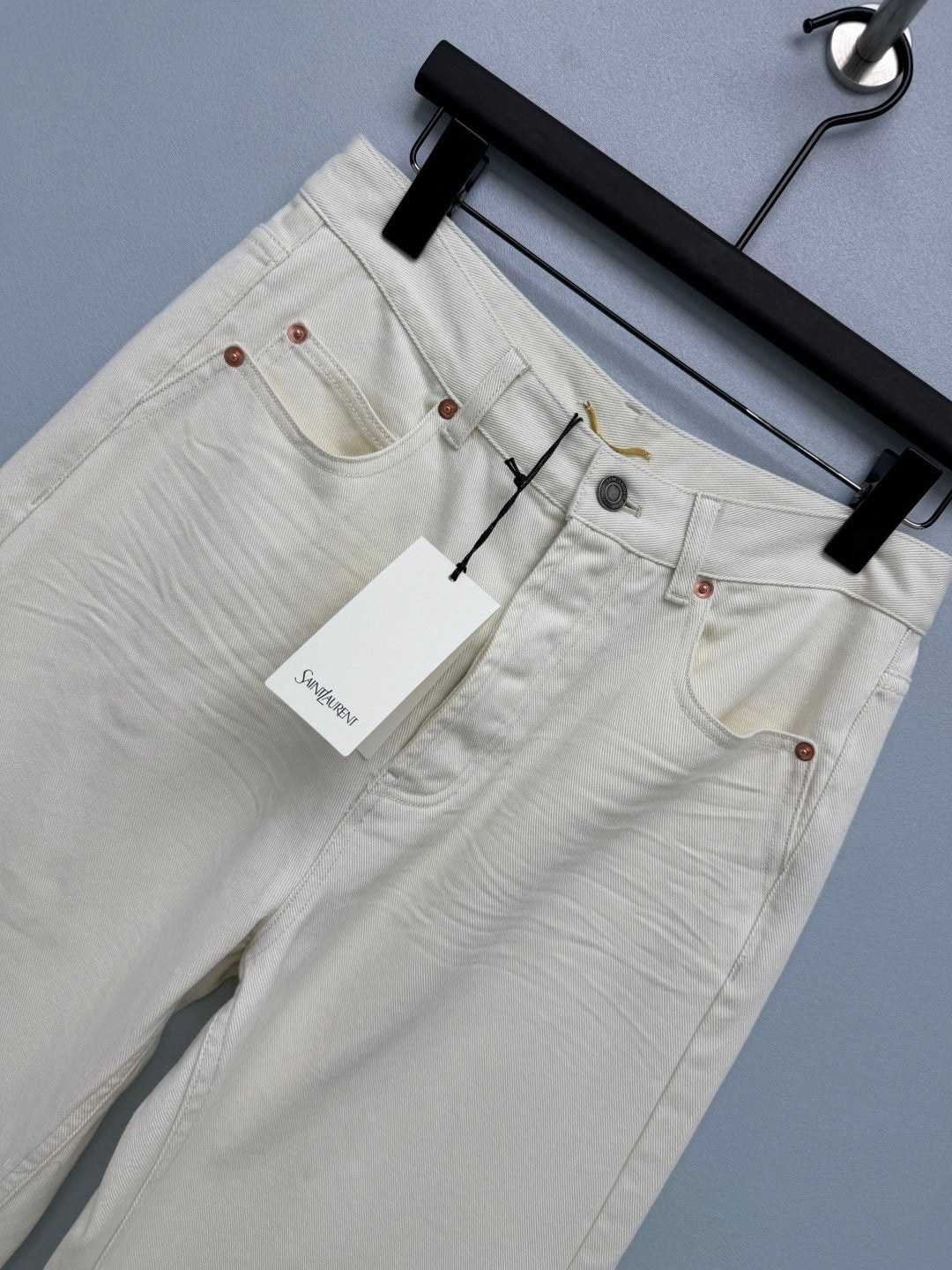 YSL Washed Wide-Leg Straight Jeans 411646