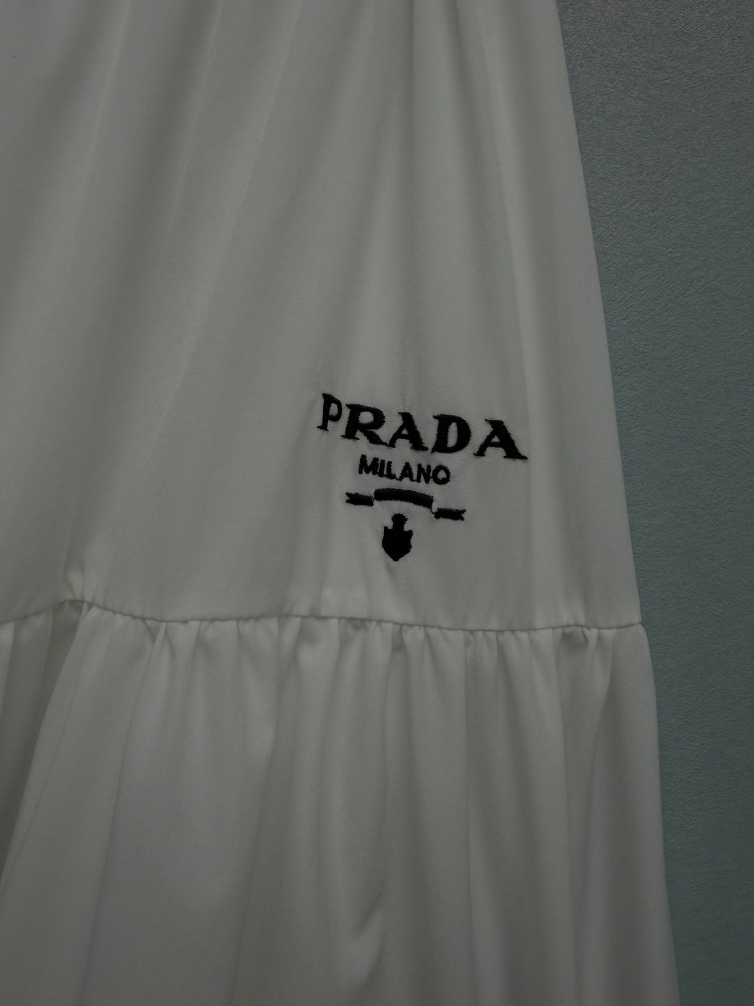 Prada 26s Elastic Waist Layered Tulip Skirt White Cotton Polyester 411636