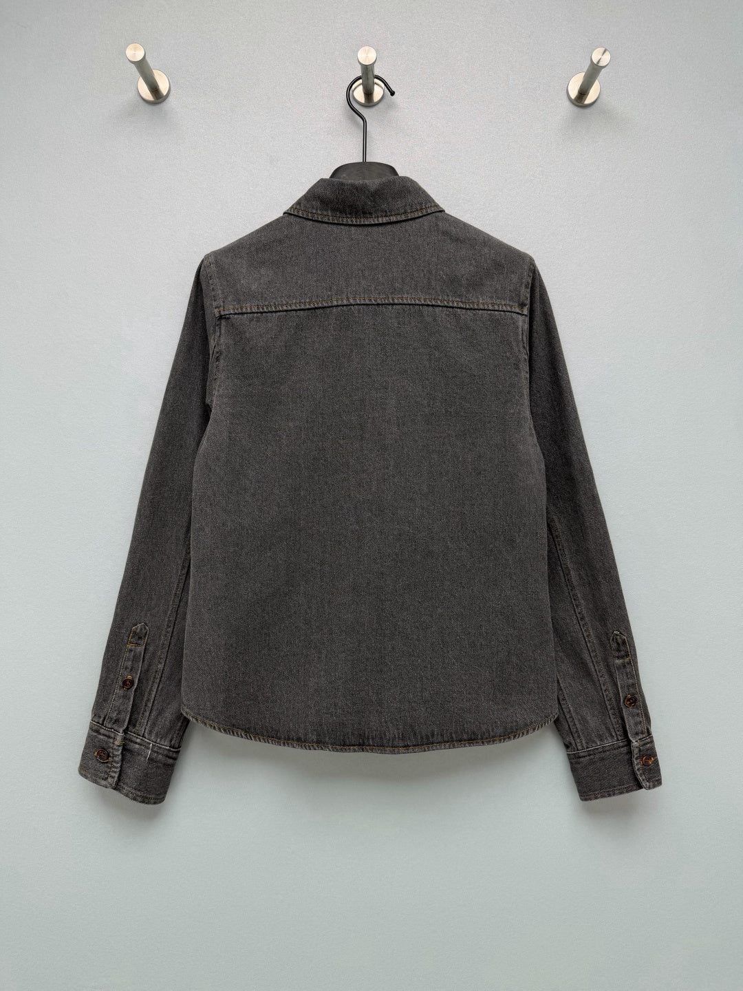 Loewe 26s Embroidered Denim Long-Sleeve Shirt Grey 411621