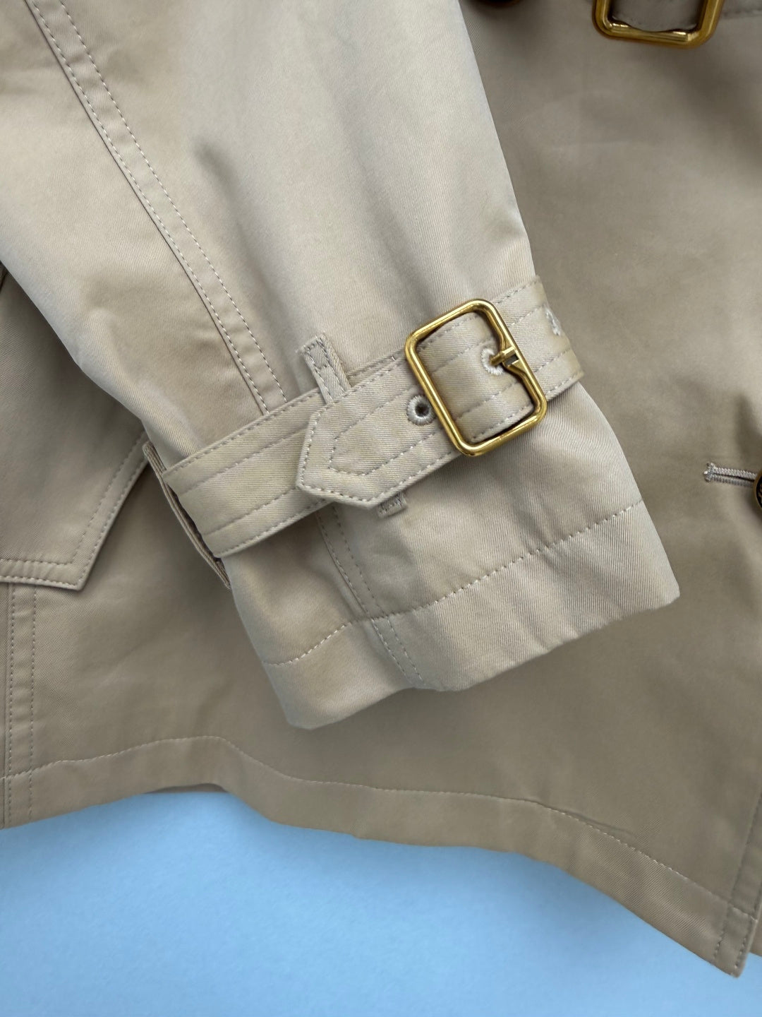 BRR Short Tropical Gabardine Foxfield Trench Coat Beige Cotton Polyester
