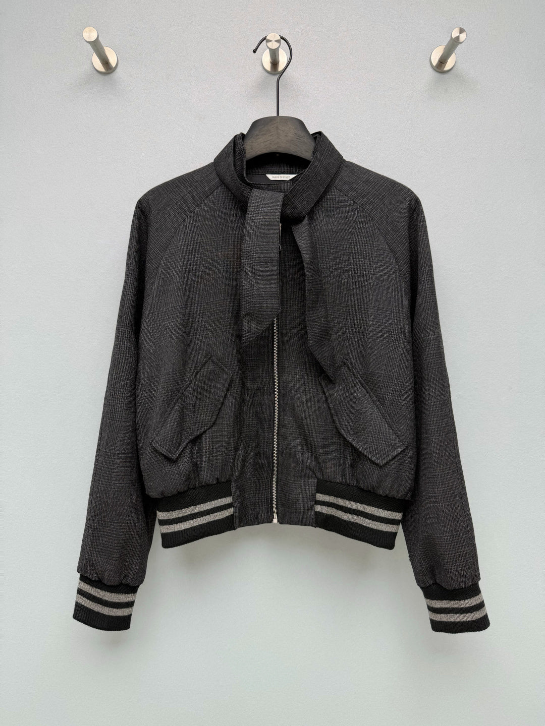 CD 26s Houndstooth Bomber Jacket Grey Wool 418814