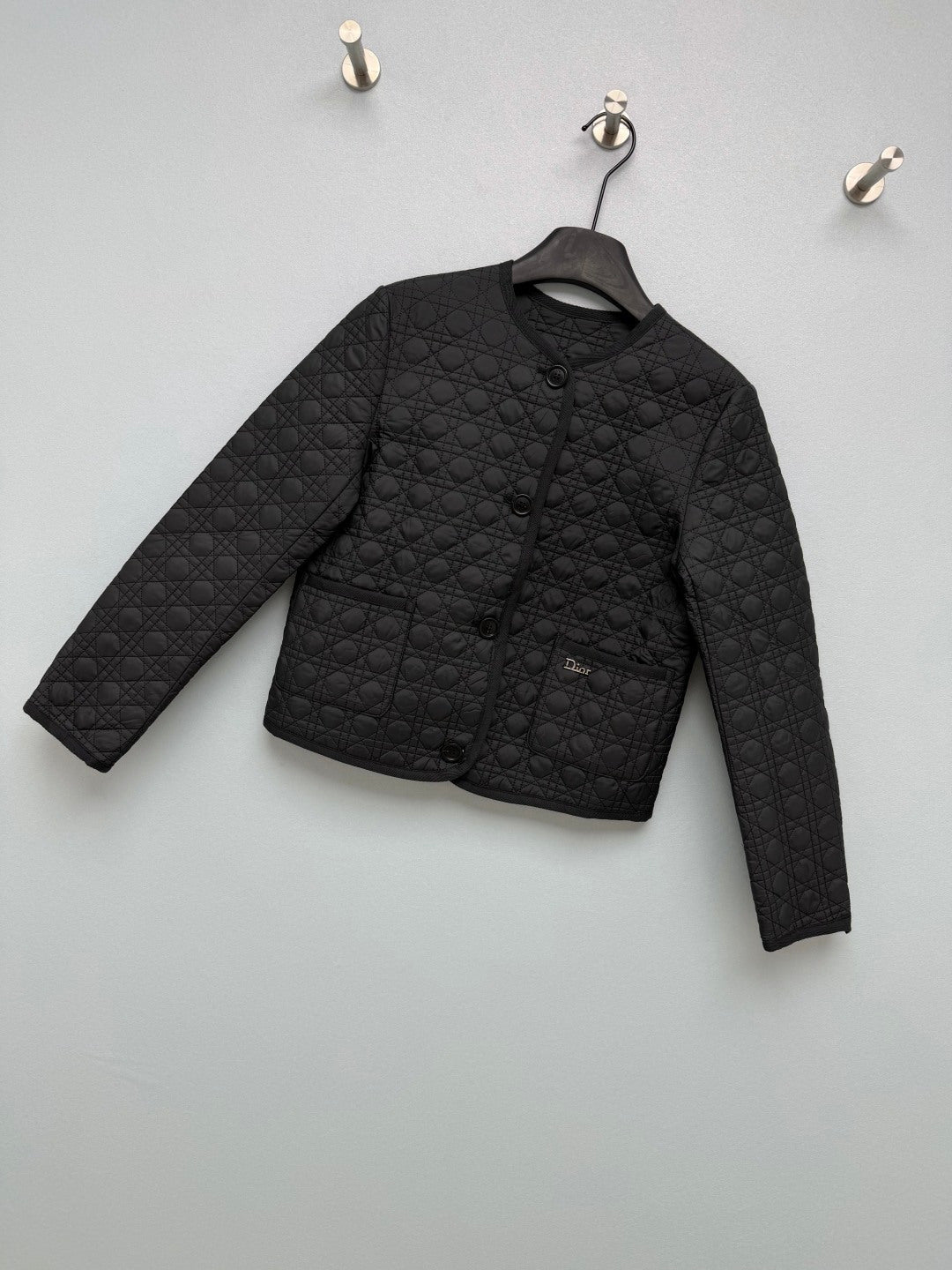 CD 26s Cannage Quilted Lightweight Cotton Jacket Black 418797