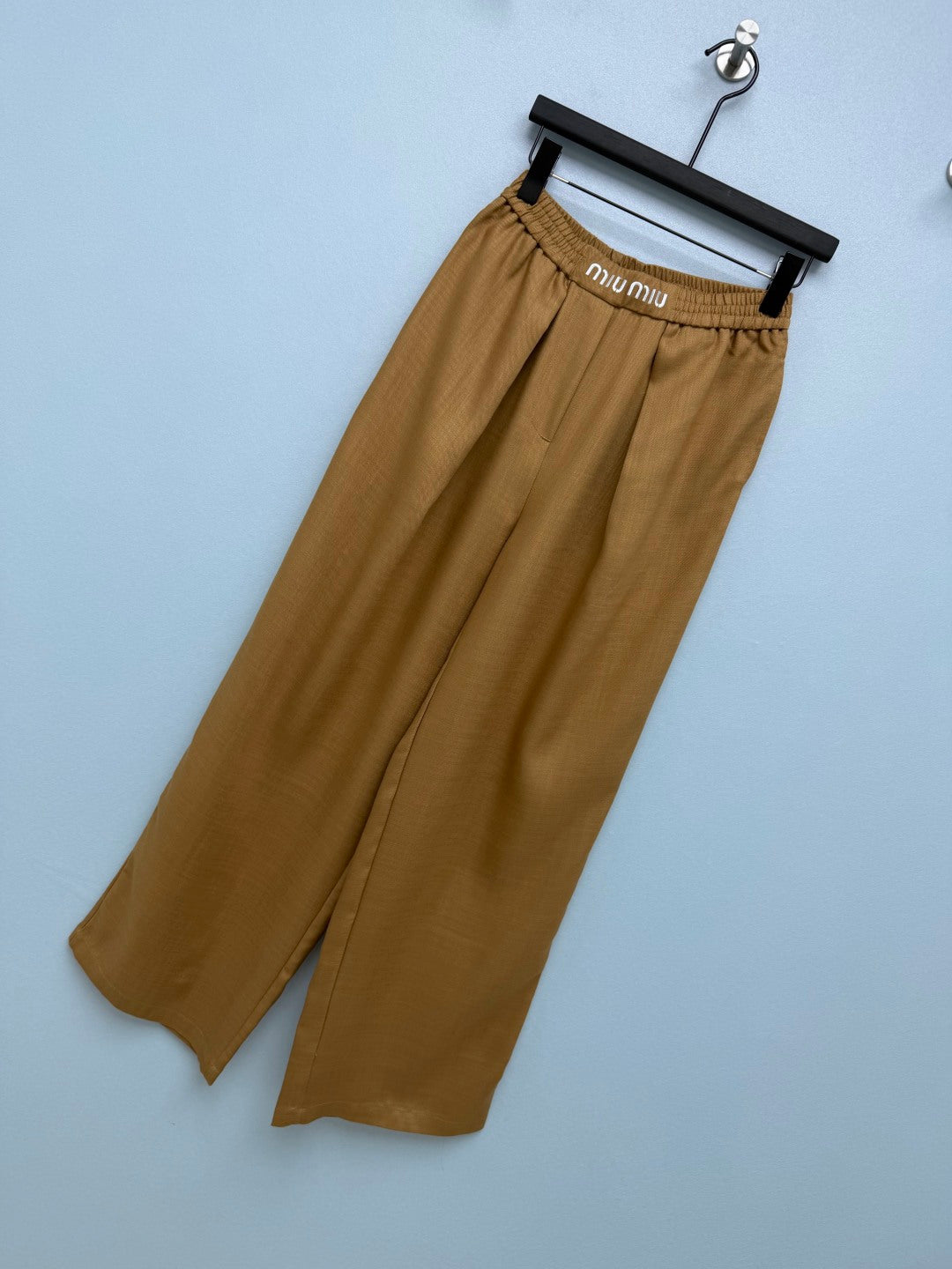 Miu 26s Wide-Leg Pants Tobacco Polyester 421435