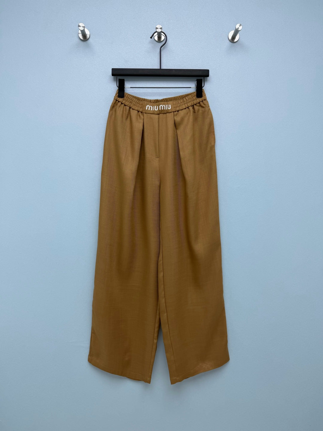 Miu 26s Wide-Leg Pants Tobacco Polyester 421435