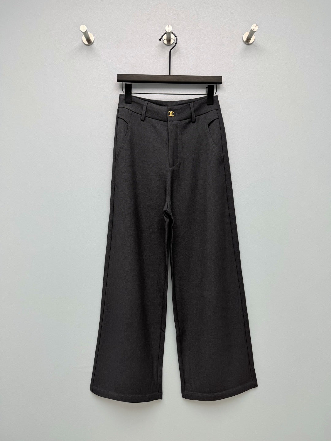 CC 26s High-Waisted Wide-Leg Pants Grey Polyester 425196