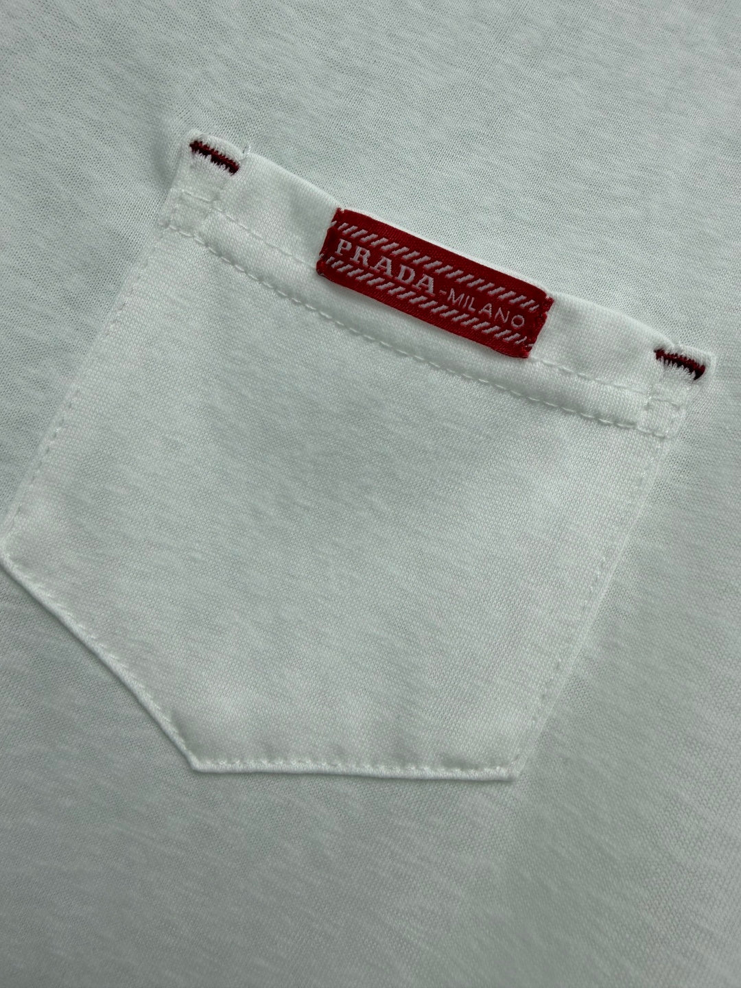 Prada 26s Half-Button Henley Collar Long-Sleeve Top White Cotton 425190