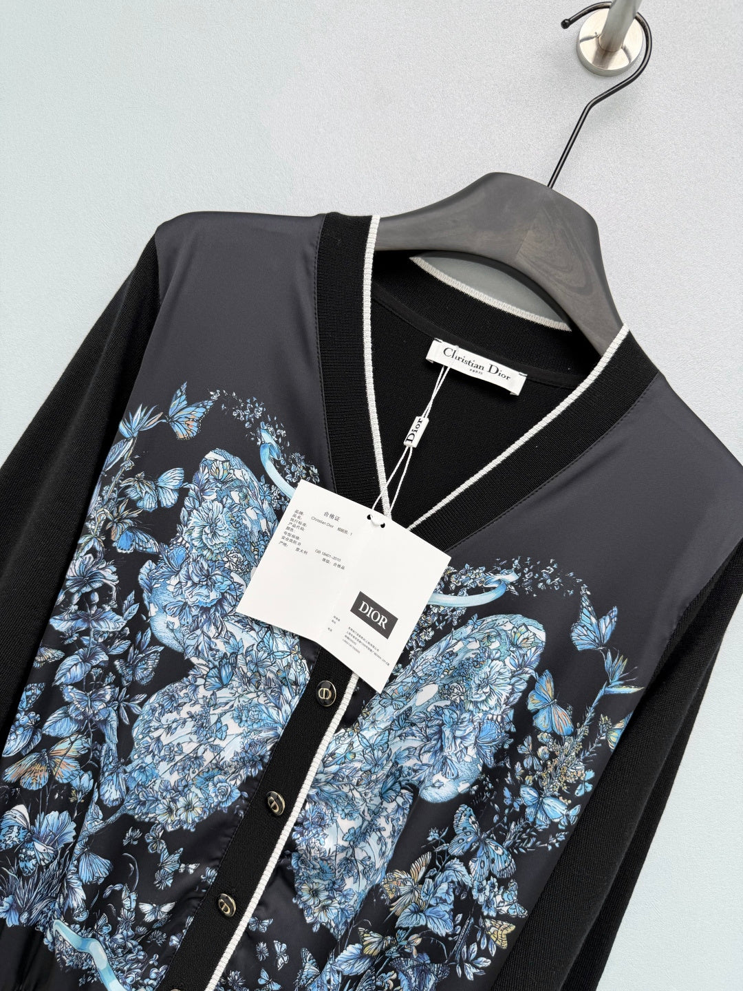 CD 26s Butterfly Floral Patchwork Cardigan Blue Black Polyester 425175