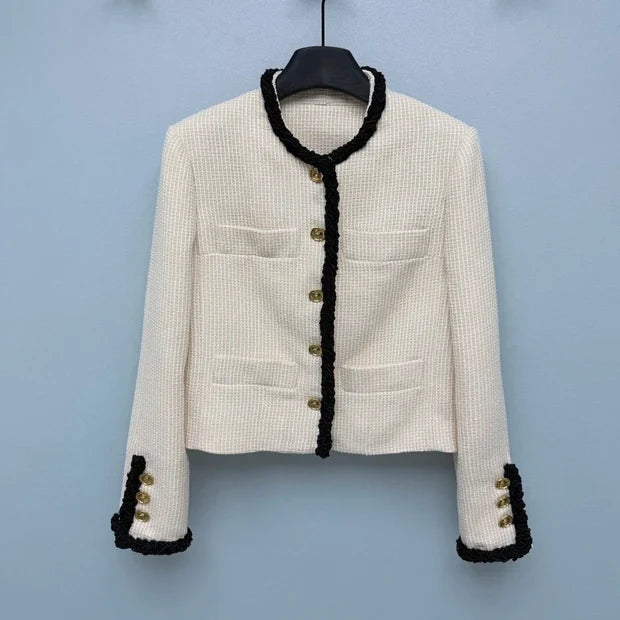Chanel 2026 Jacket Cream Black Tweed Fabric 425022