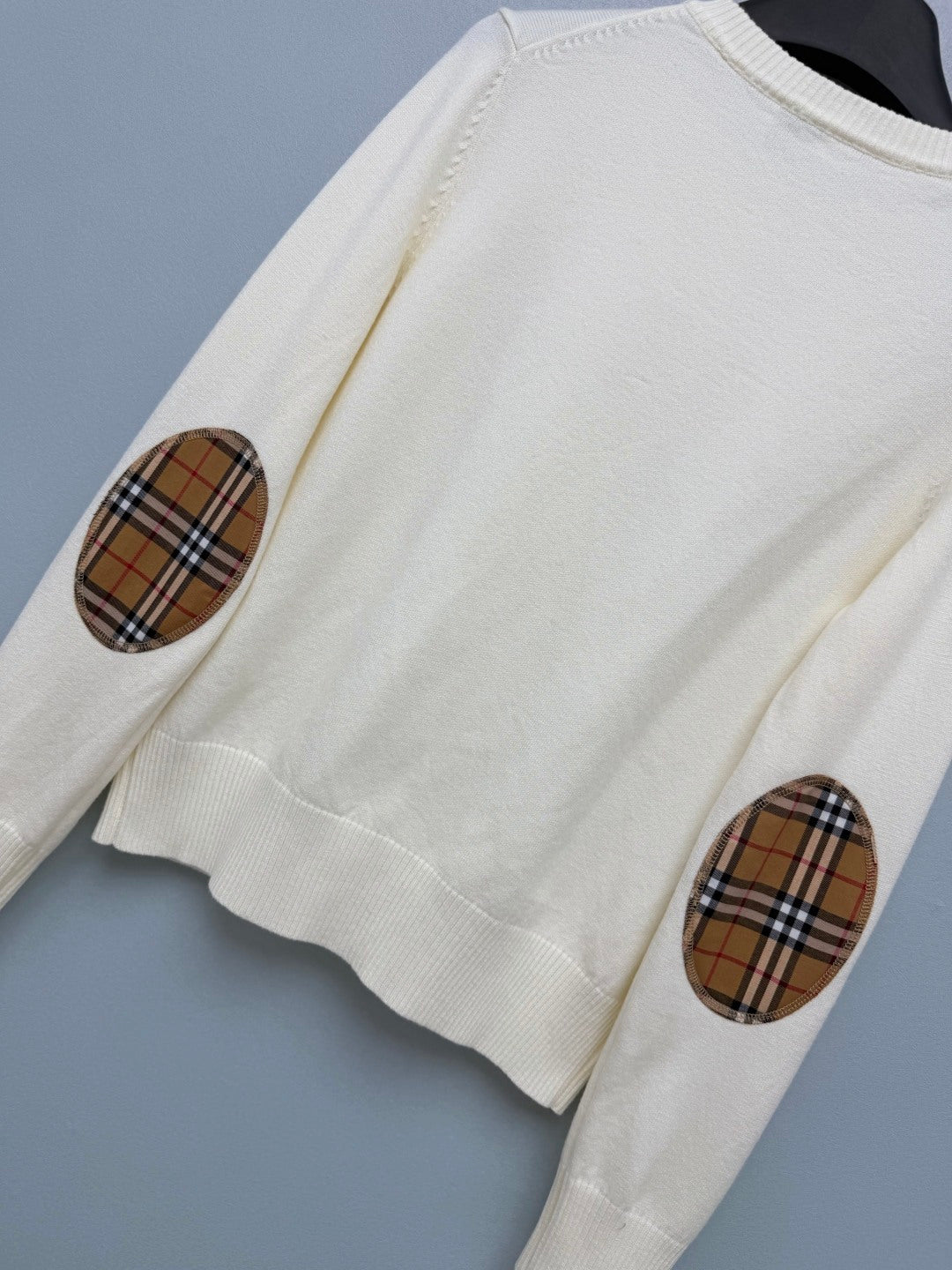 Burberry 26s Cardigan Sweater White Stripe Placket Knit 436077