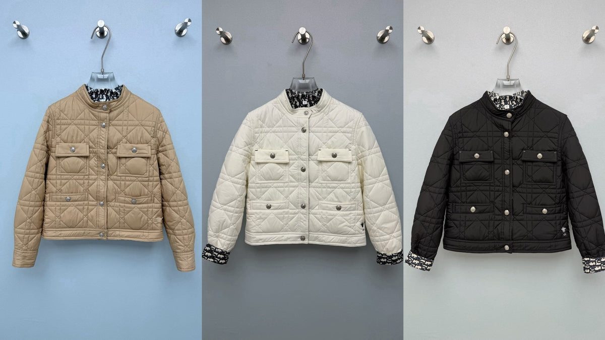 Dior 26s Cannage Quilted Oblique Lining Jacket Beige White Black 444870