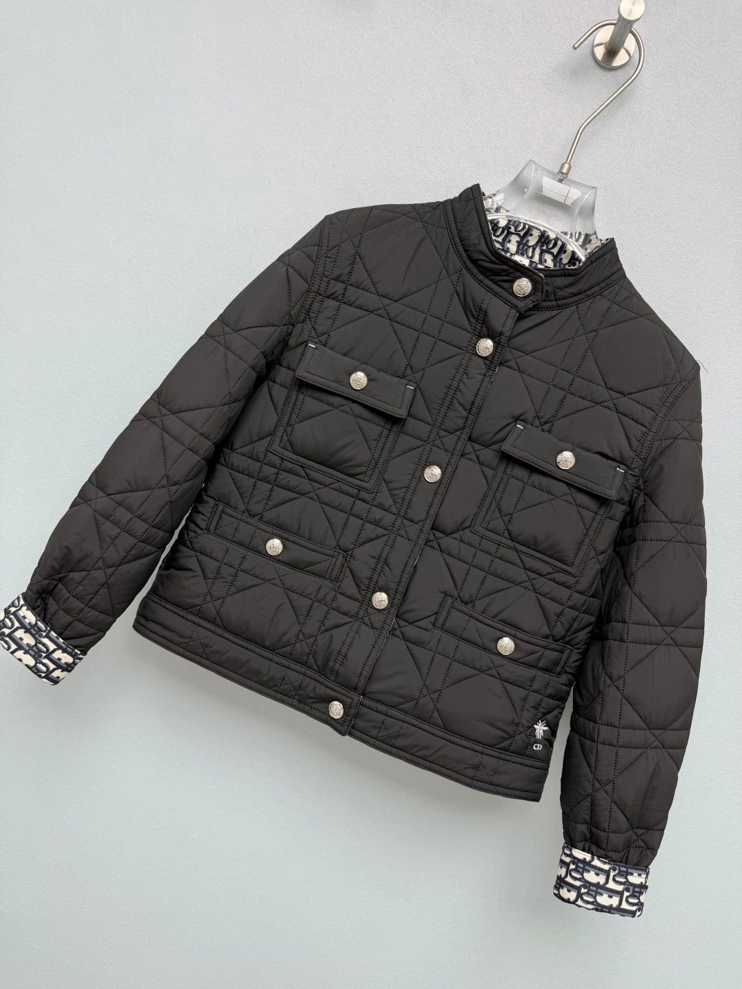 Dior 26s Cannage Quilted Oblique Lining Jacket Beige White Black 444870