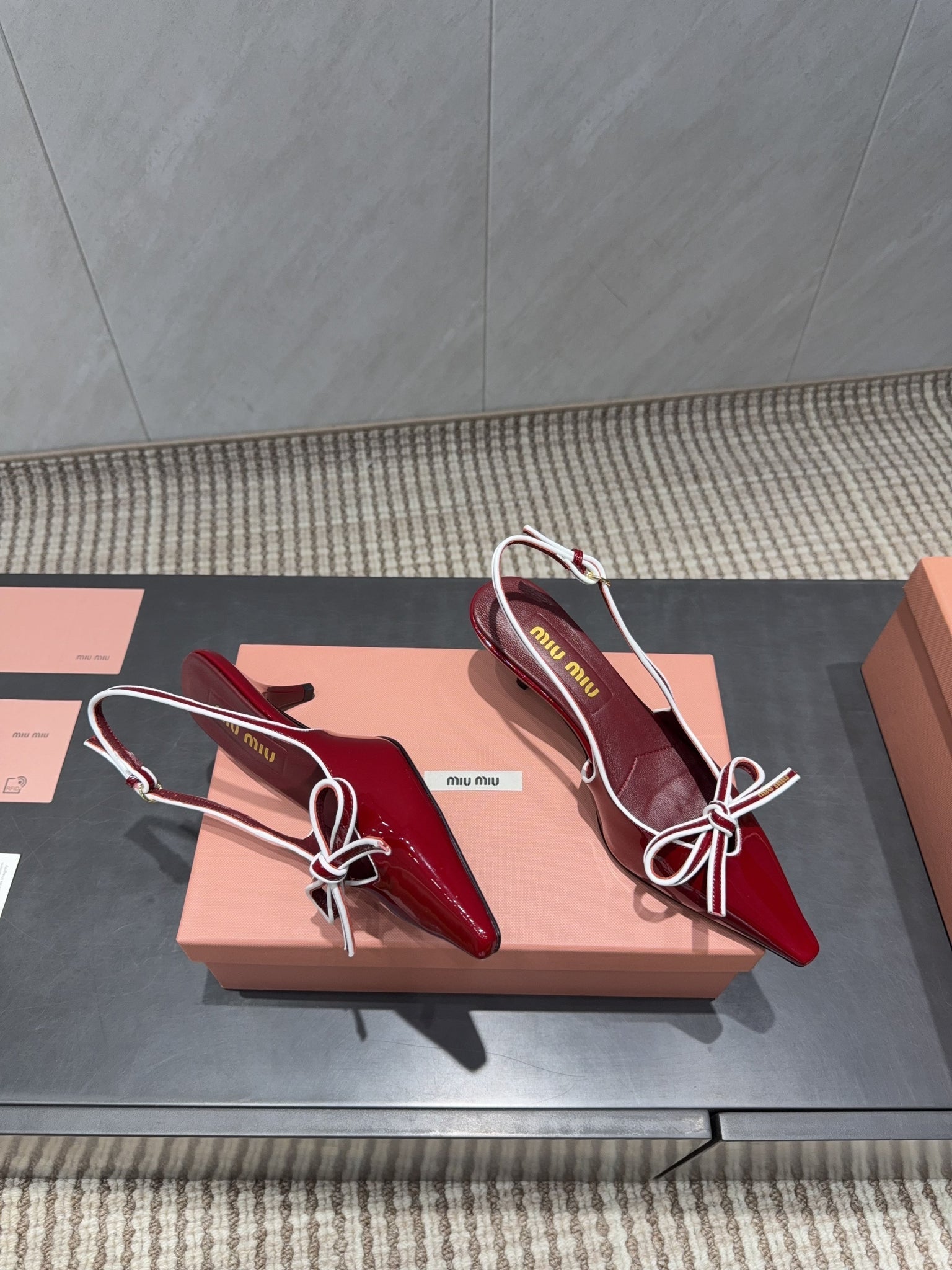 Miu 26s Slingback 55mm In Dark Red Calfskin With Bow