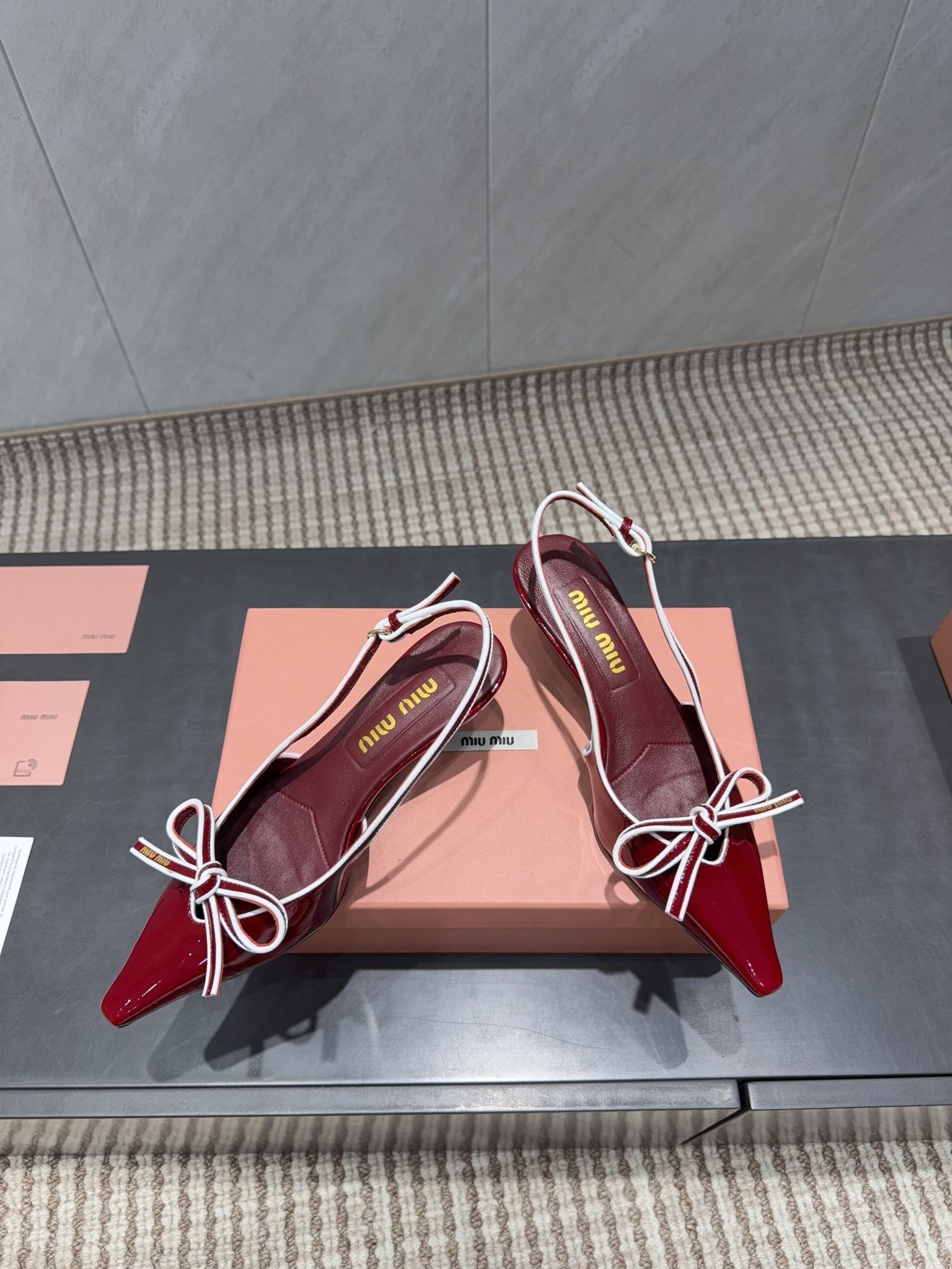 Miu 26s Slingback 55mm In Dark Red Calfskin With Bow