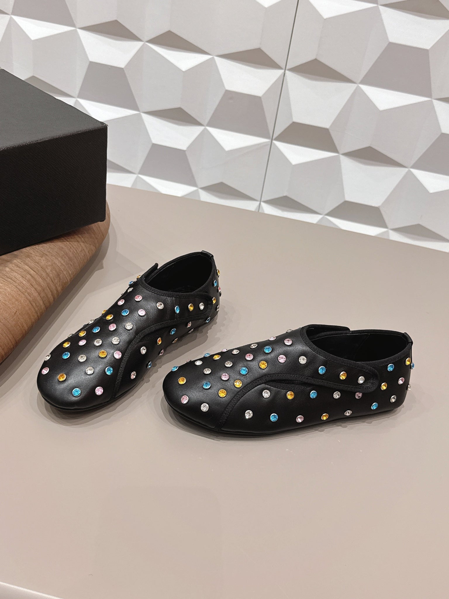 Alaia 26s Embellished Flats In Black Lambskin
