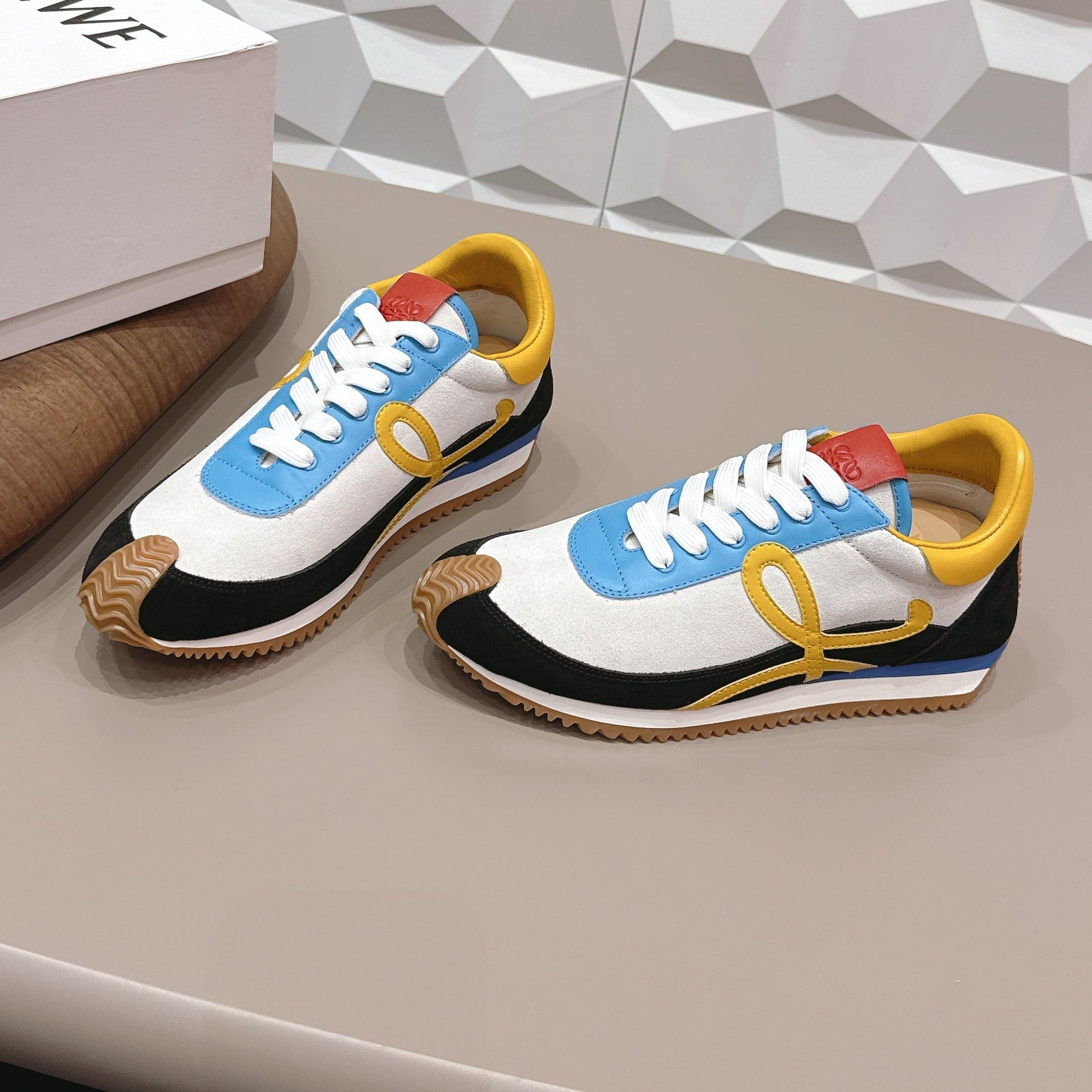 Loewe 26s Flow Runner Sneaker In Multicolor Suede And Calfskin Style 4